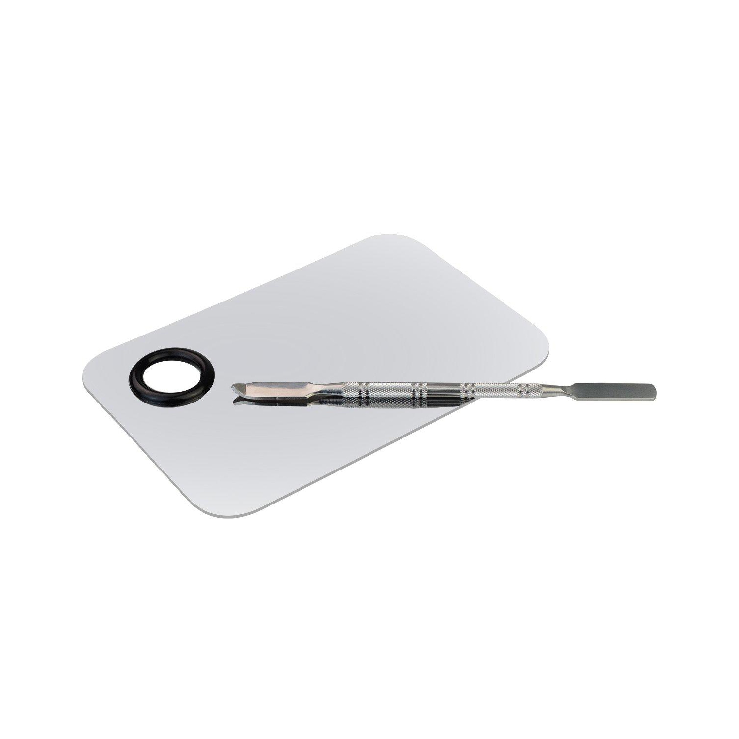 Palette de couleurs en acier inoxydable, palette de mélange de maquillage carrée avec spatule pour cosmétiques, ombres à paupières, rouge à lèvres,