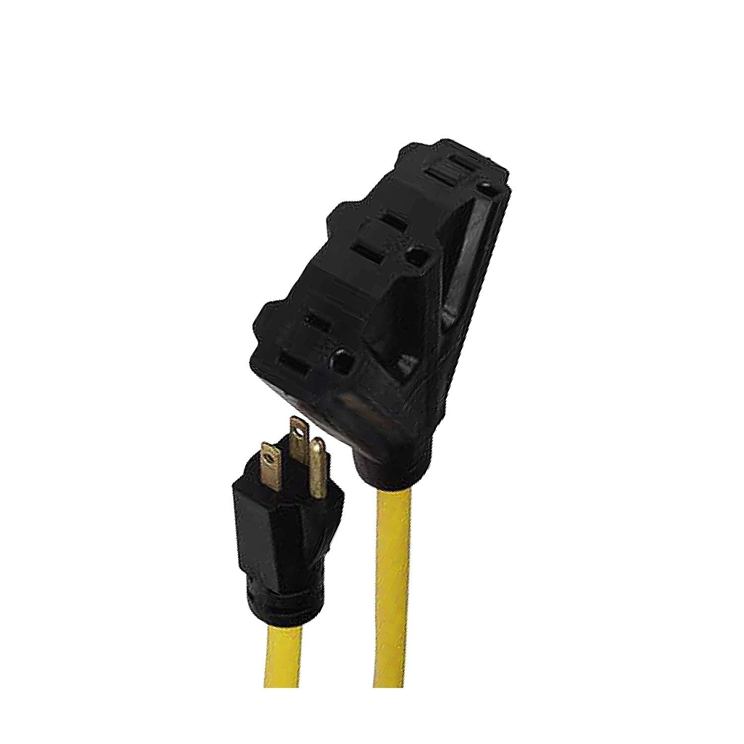 Xtricity - 3 Outlet Grounding Extension Cord, 15 Meter Length, For Outdoor Use, Yellow