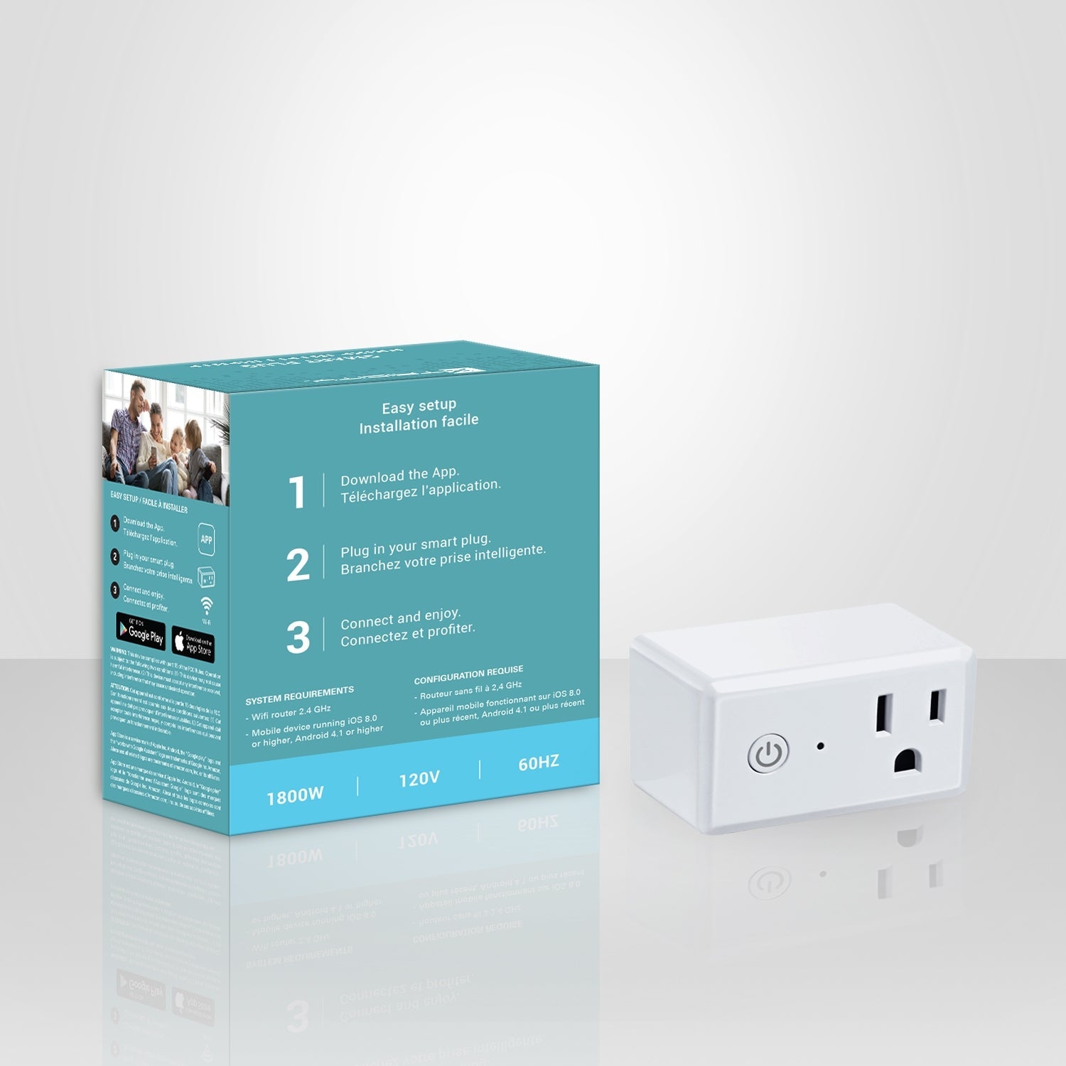 Xtricity - Wi-Fi Smart Electrical Outlet, 1800W, No Terminal Required, White