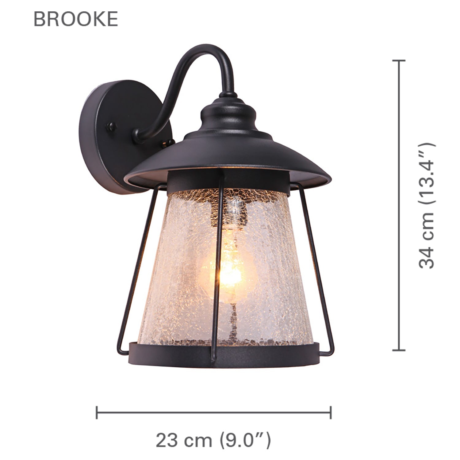 Xtricity - Outdoor Wall Light, 9'' Width, From the Brooke Collection, Black