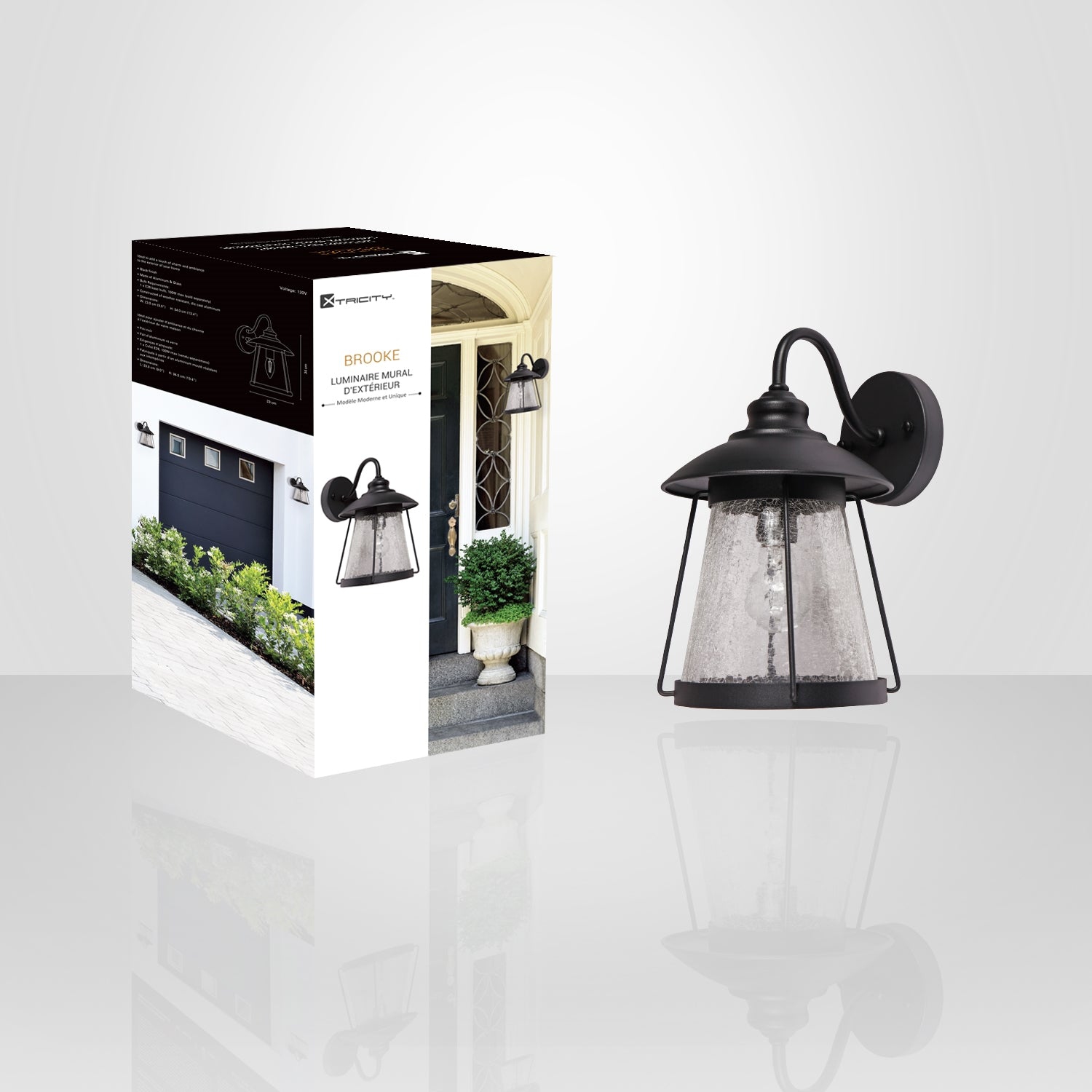 Xtricity - Outdoor Wall Light, 9'' Width, From the Brooke Collection, Black