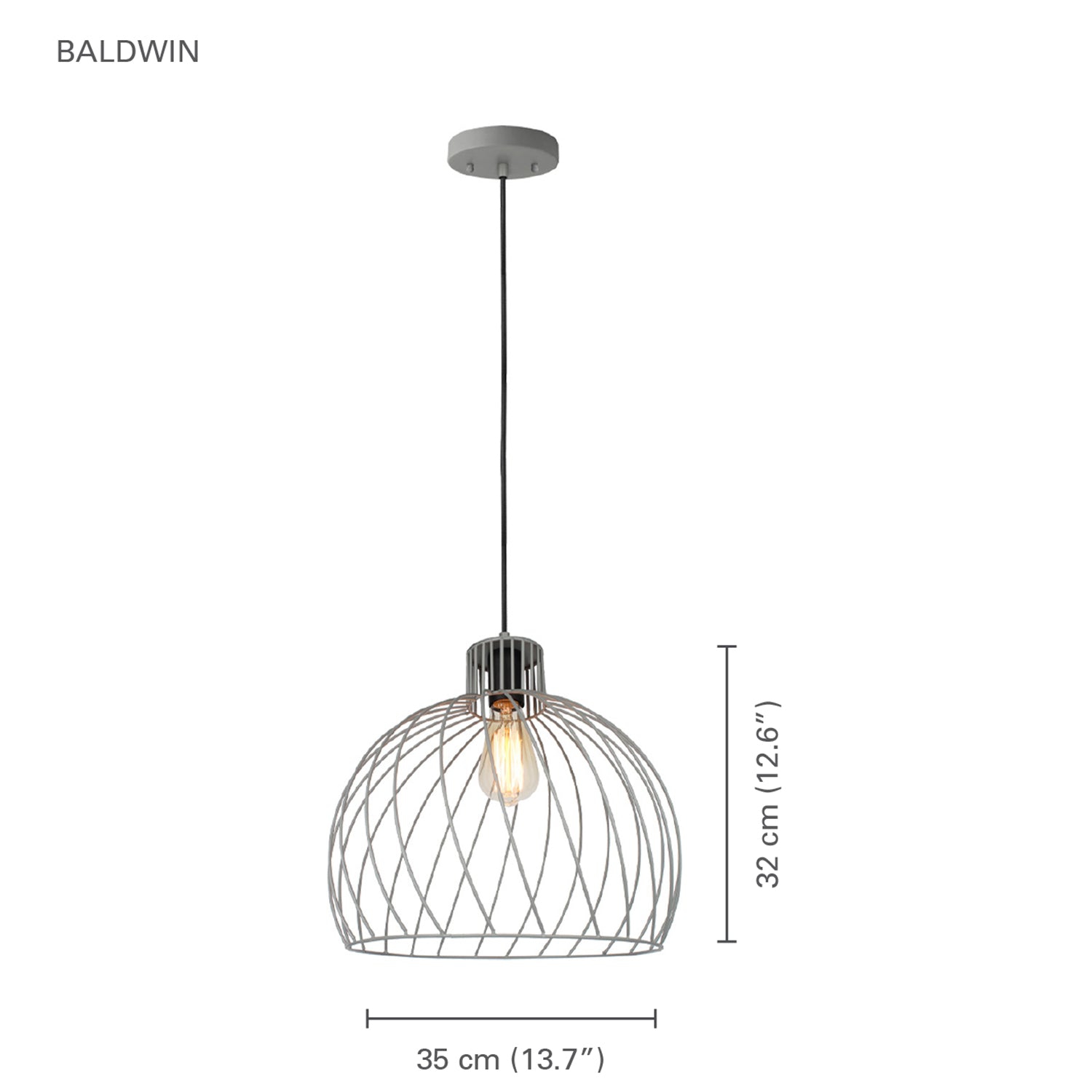 Xtricity - Pendant Light, 13.7'' Width From the Baldwin Collection, Gray