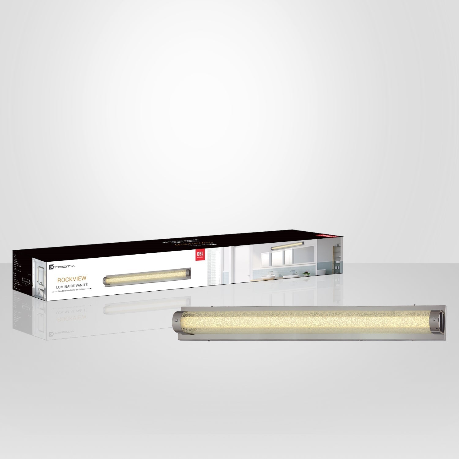 Xtricity - LED Vanity Light, 35.8'' Width, From the Rockview Collection, Chrome Finish