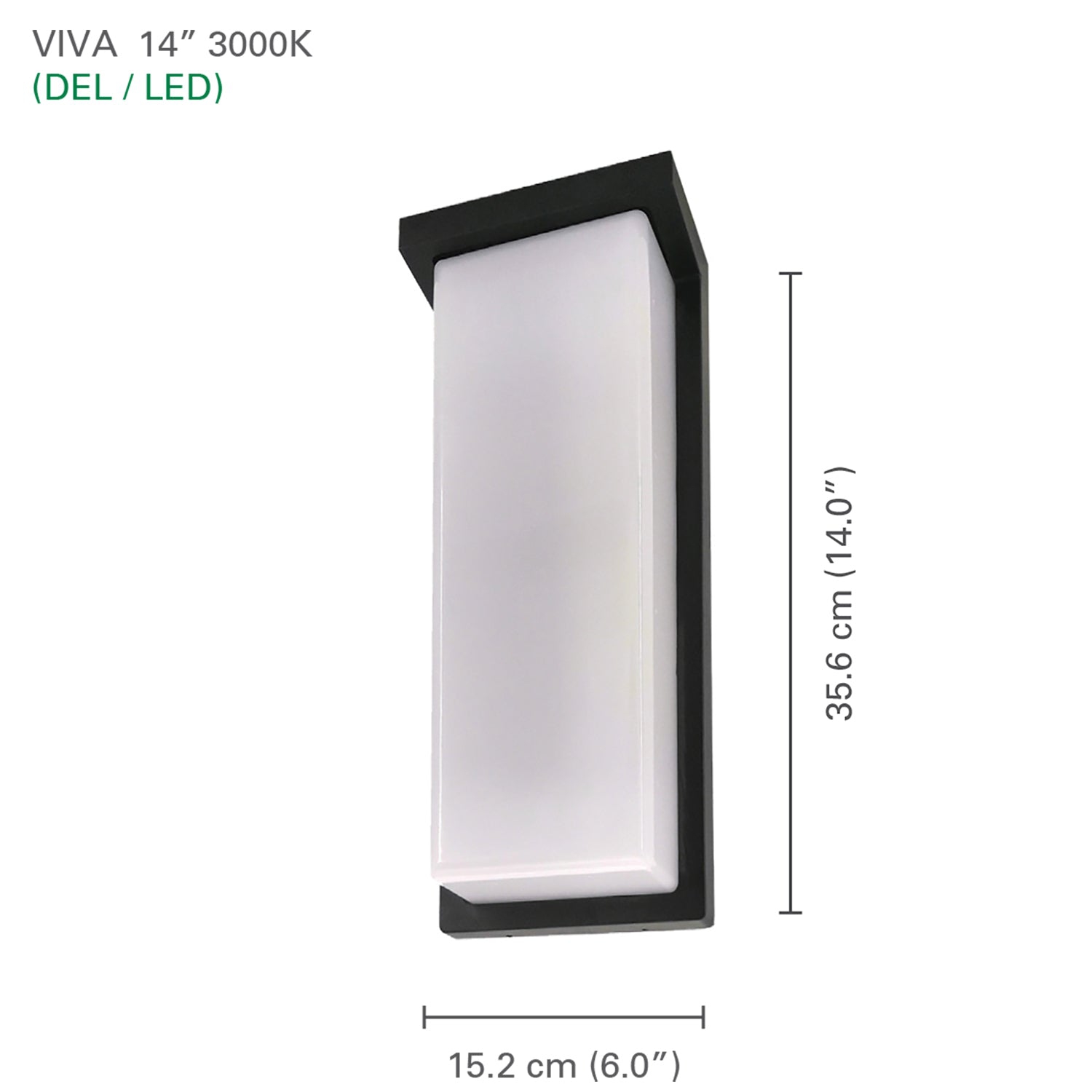 Xtricity – applique murale pour l’extérieur avec DEL intégrées, hauteur de 14 po, collection Viva, noir