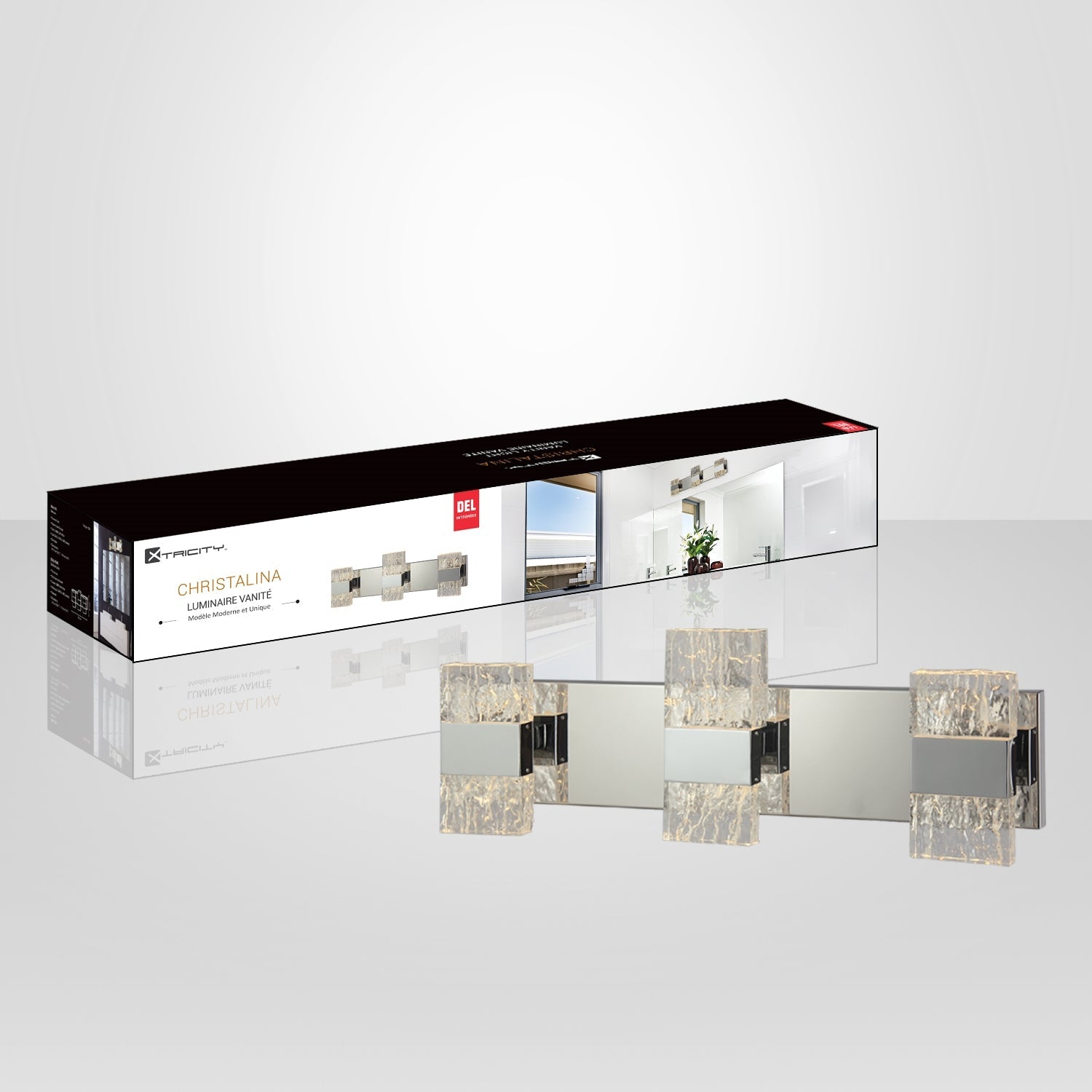 Xtricity – applique murale à DEL, largeur de 24,1 po, de la collection Christina, fini chromé