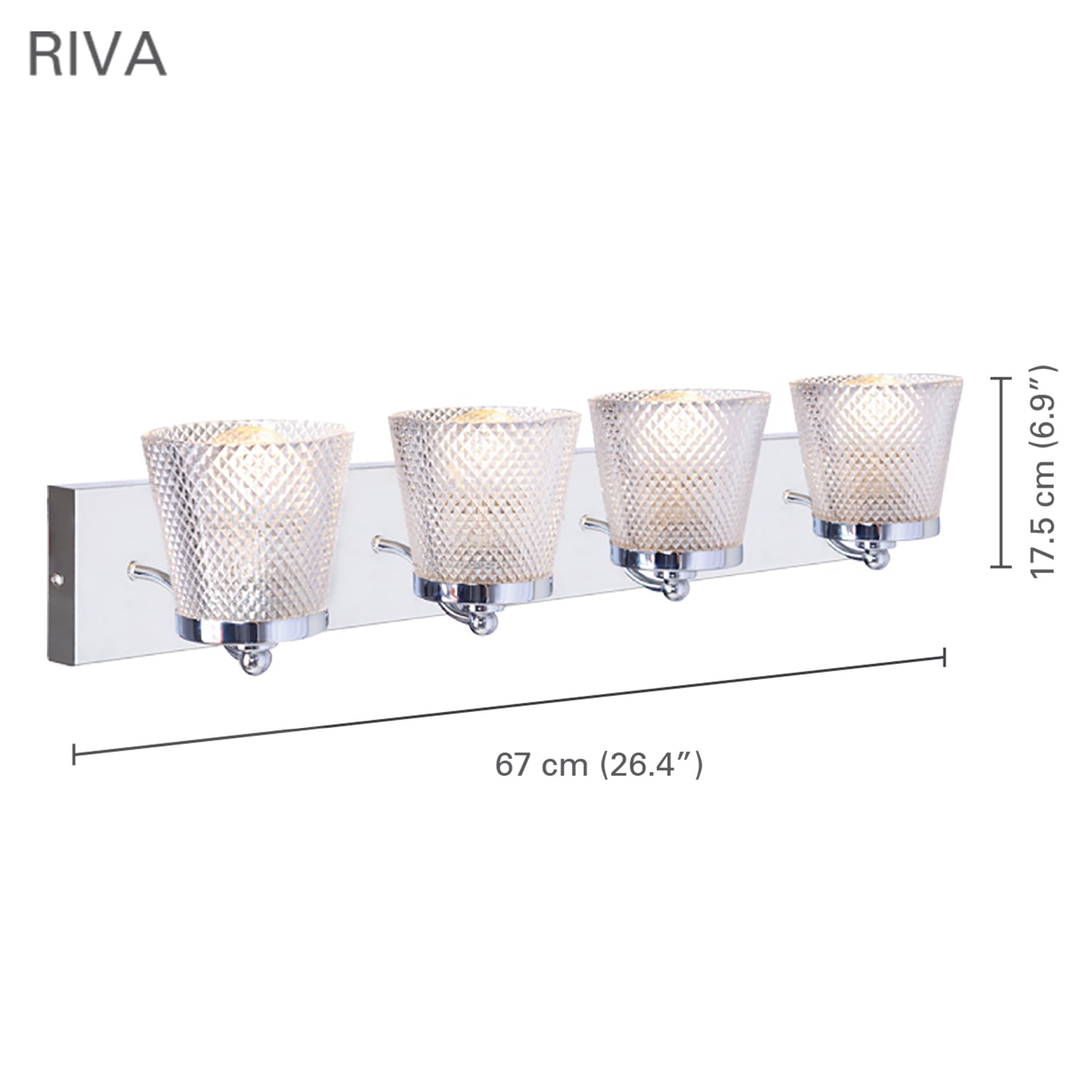 Xtricity - 4-Light Vanity Light, 26.4'' Width, From the Riva Collection, Chrome Finish