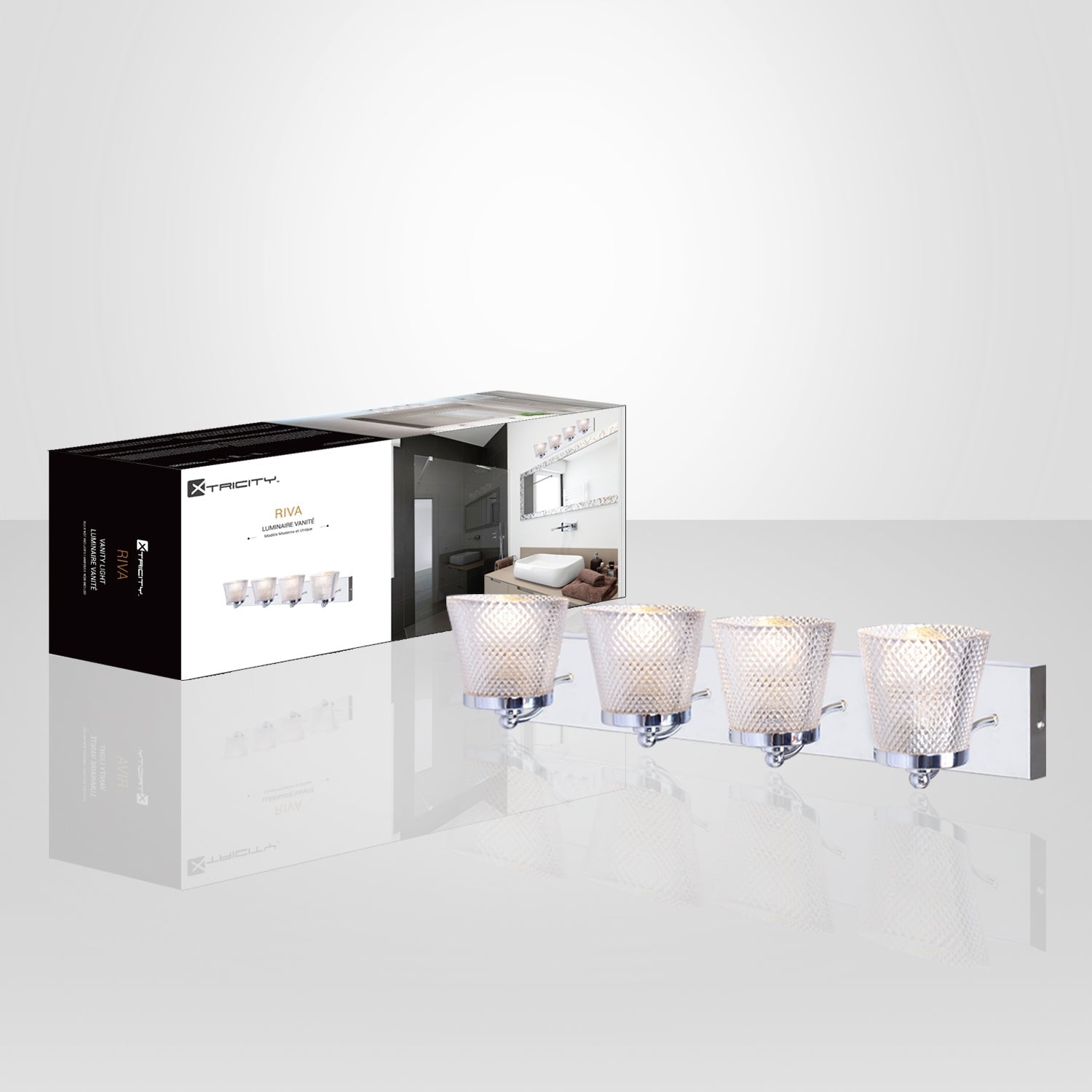 Xtricity - 4-Light Vanity Light, 26.4'' Width, From the Riva Collection, Chrome Finish