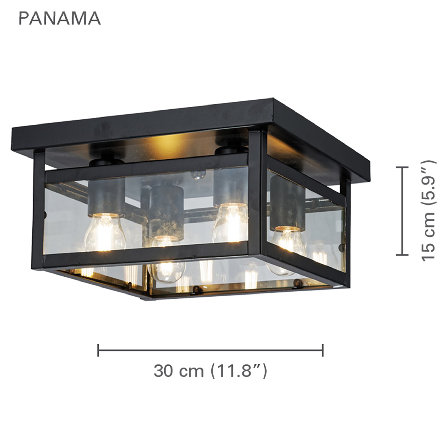 Xtricity – Lampe de plafond à 4 lumières, largeur de 11,8 po, de la collection Panama, noir