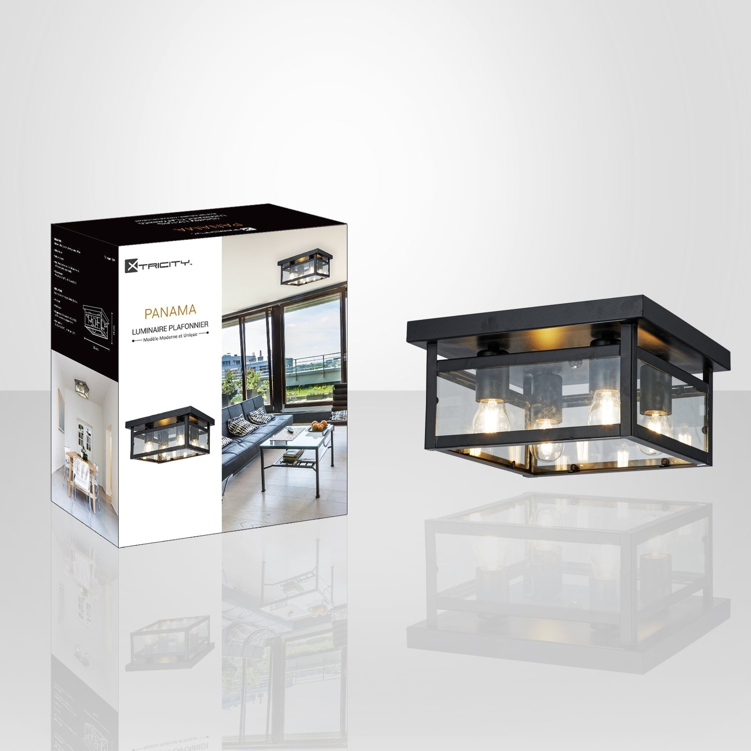 Xtricity – Lampe de plafond à 4 lumières, largeur de 11,8 po, de la collection Panama, noir