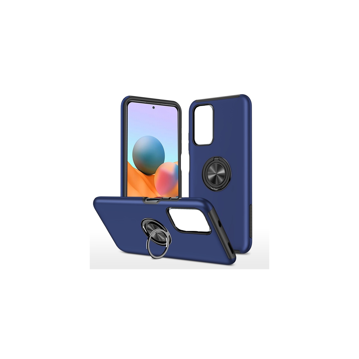 TopSave "Hidden Series" Solid Color PC Back Combine w/Inner Black TPU Bumper Kickstand Armor Case For Motorola Moto G Power 5G(24) (6.7"), Navy Blue