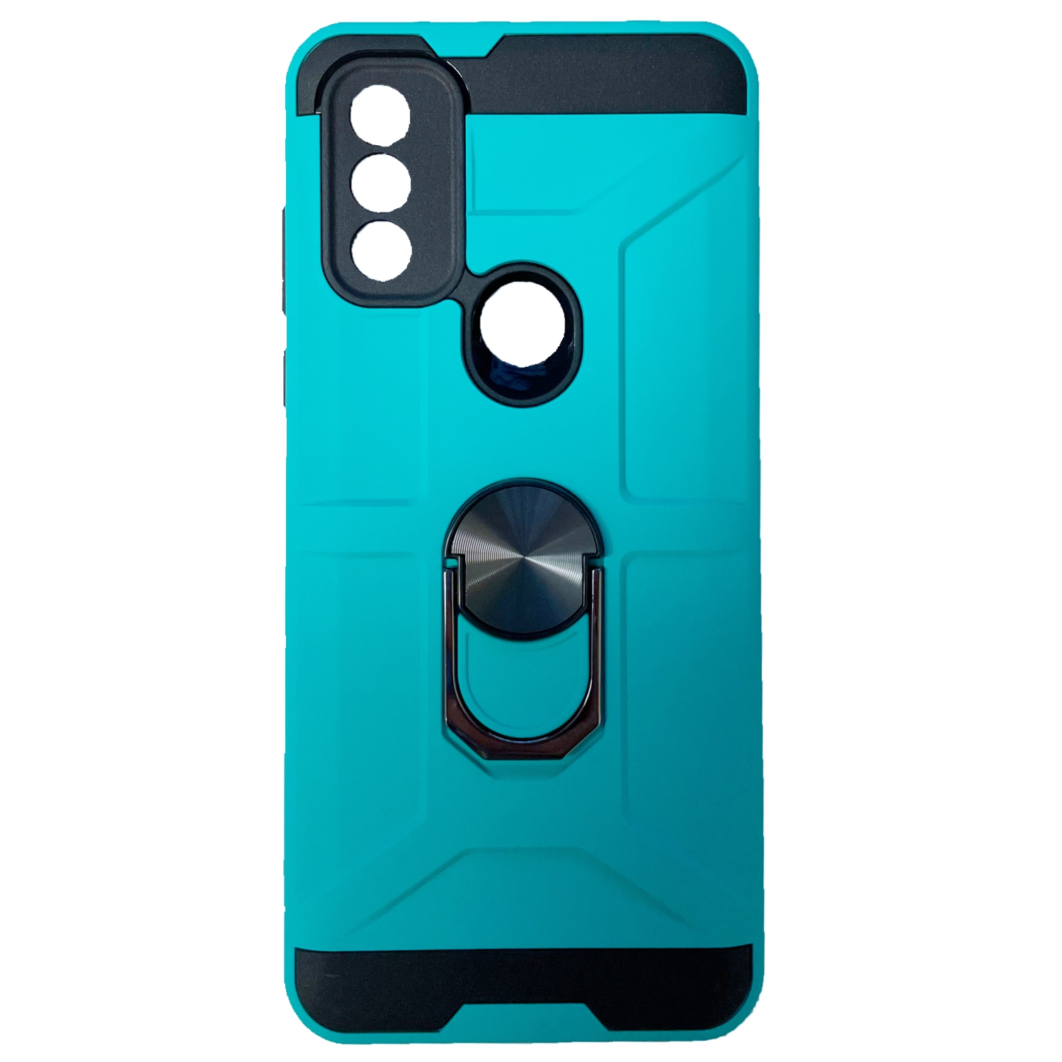 TopSave Dual Layer Hybrid Cover Case w/360 Degrees Rotating Ring Stand For Motorola Moto G Pure 6.5", Teal