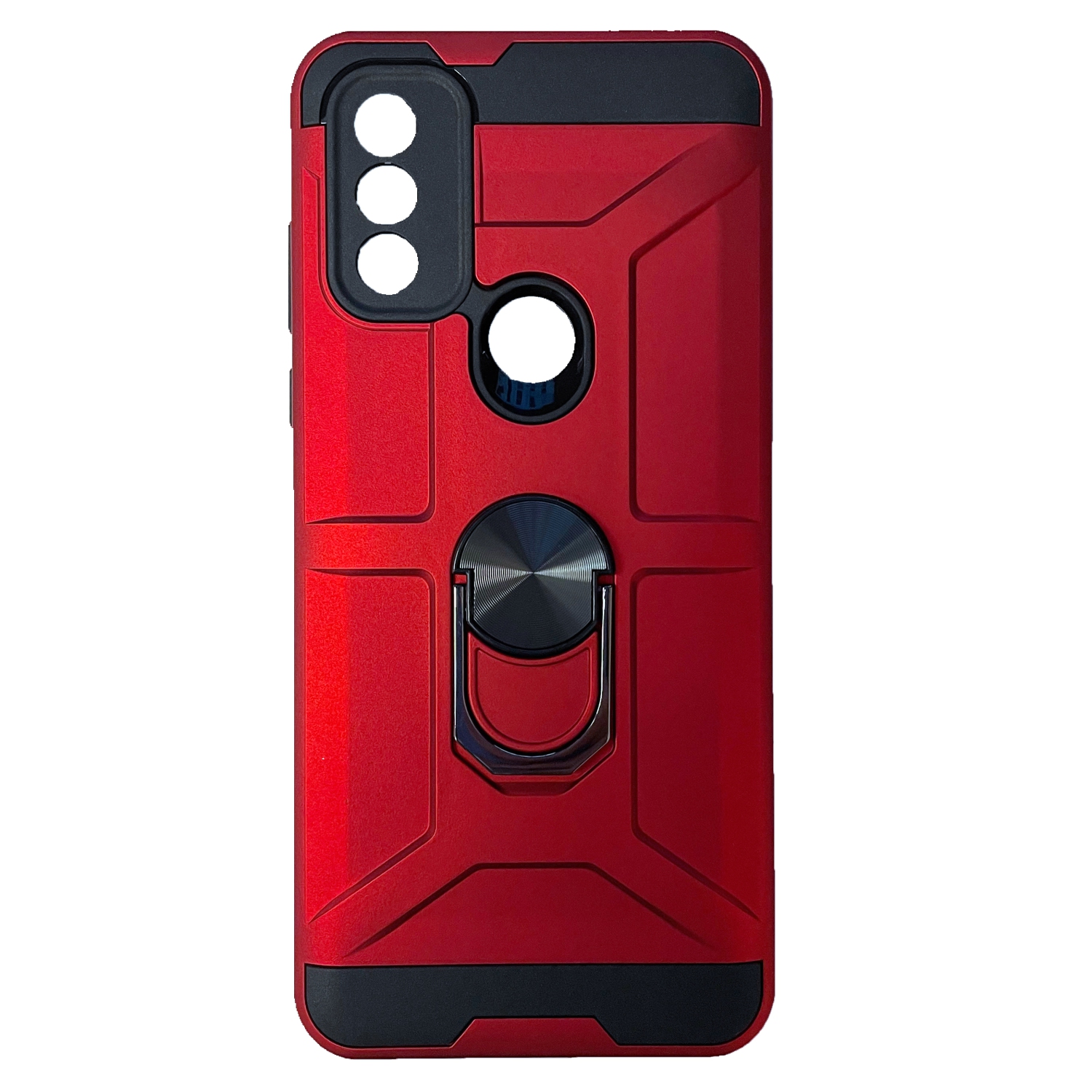 TopSave Dual Layer Hybrid Cover Case w/360 Degrees Rotating Ring Stand For Motorola Moto G Pure 6.5", Red