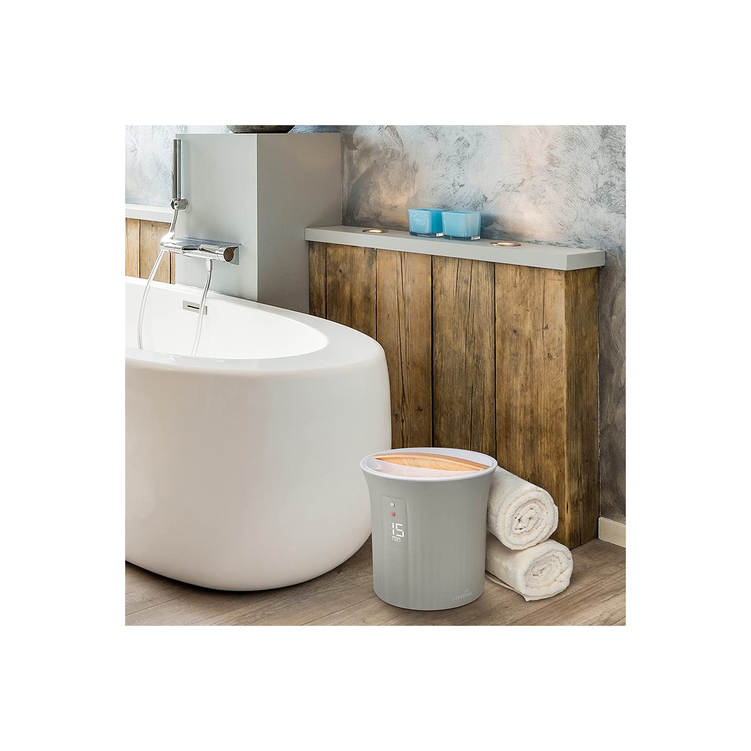 Live Fine Towel Warmer | Bucket Style Luxury Heater with LED Display, Adjustable Timer, Auto Shut-Off | Fits 40” x 70” Oversized Bath Sheet Towel