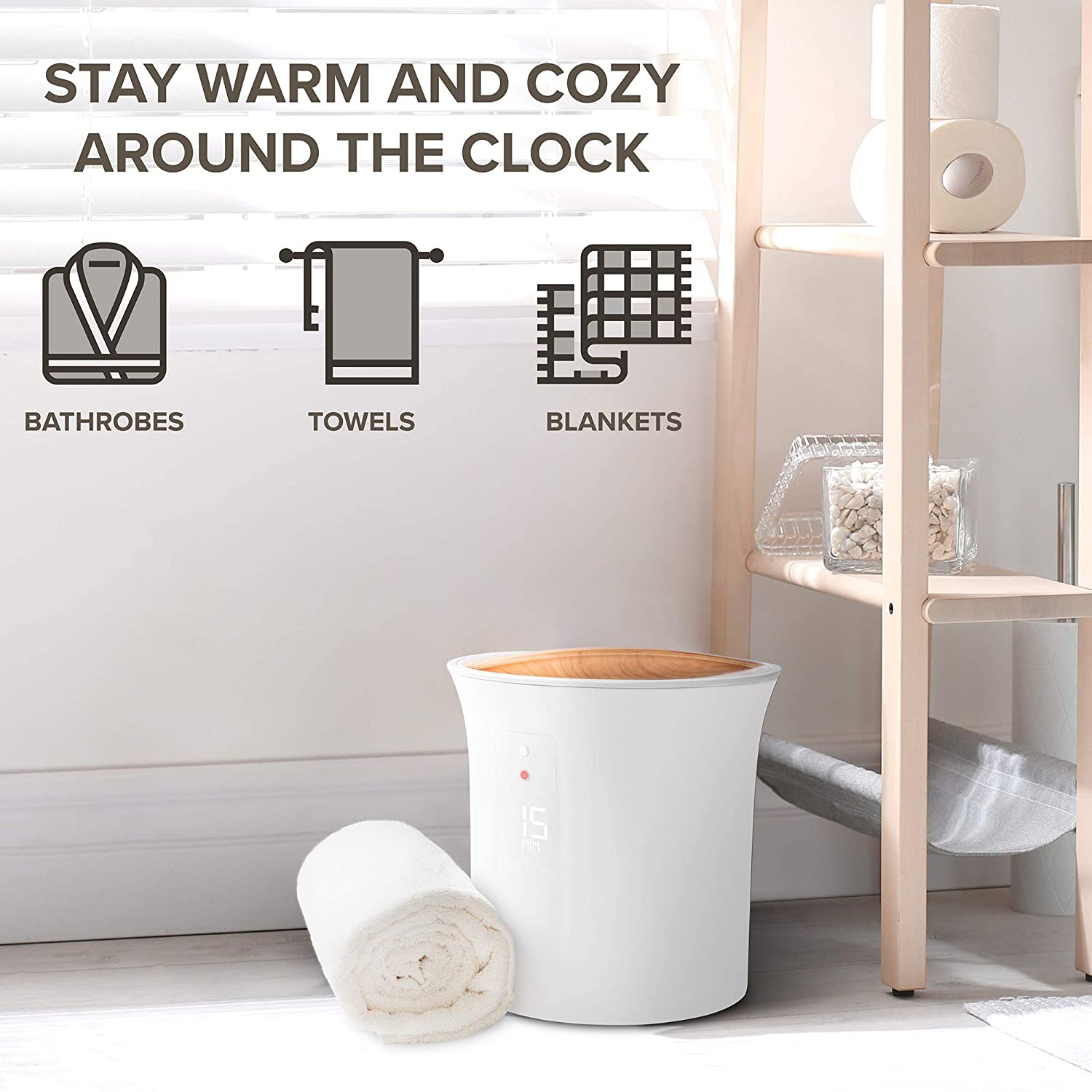 Live Fine Towel Warmer | Bucket Style Luxury Heater with LED Display, Adjustable Timer, Auto Shut-Off | Fits 40” x 70” Bath Sheet Towel