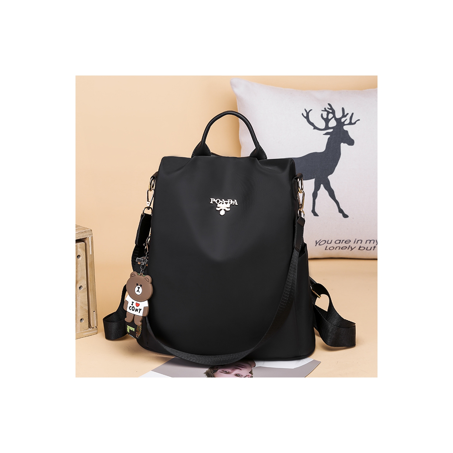 Sac à dos de jour/sac à main/sac à dos professionnel/voyage/sac anti-Theft de navor pour fille/femme - Noir