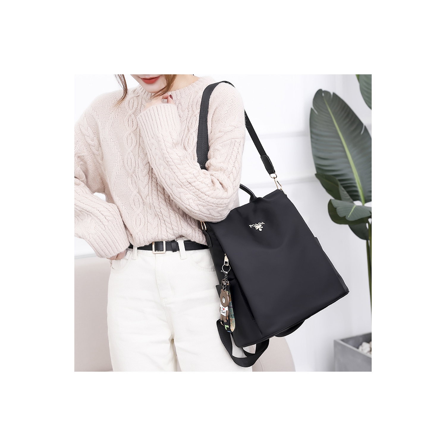 Sac à dos de jour/sac à main/sac à dos professionnel/voyage/sac anti-Theft de navor pour fille/femme - Noir