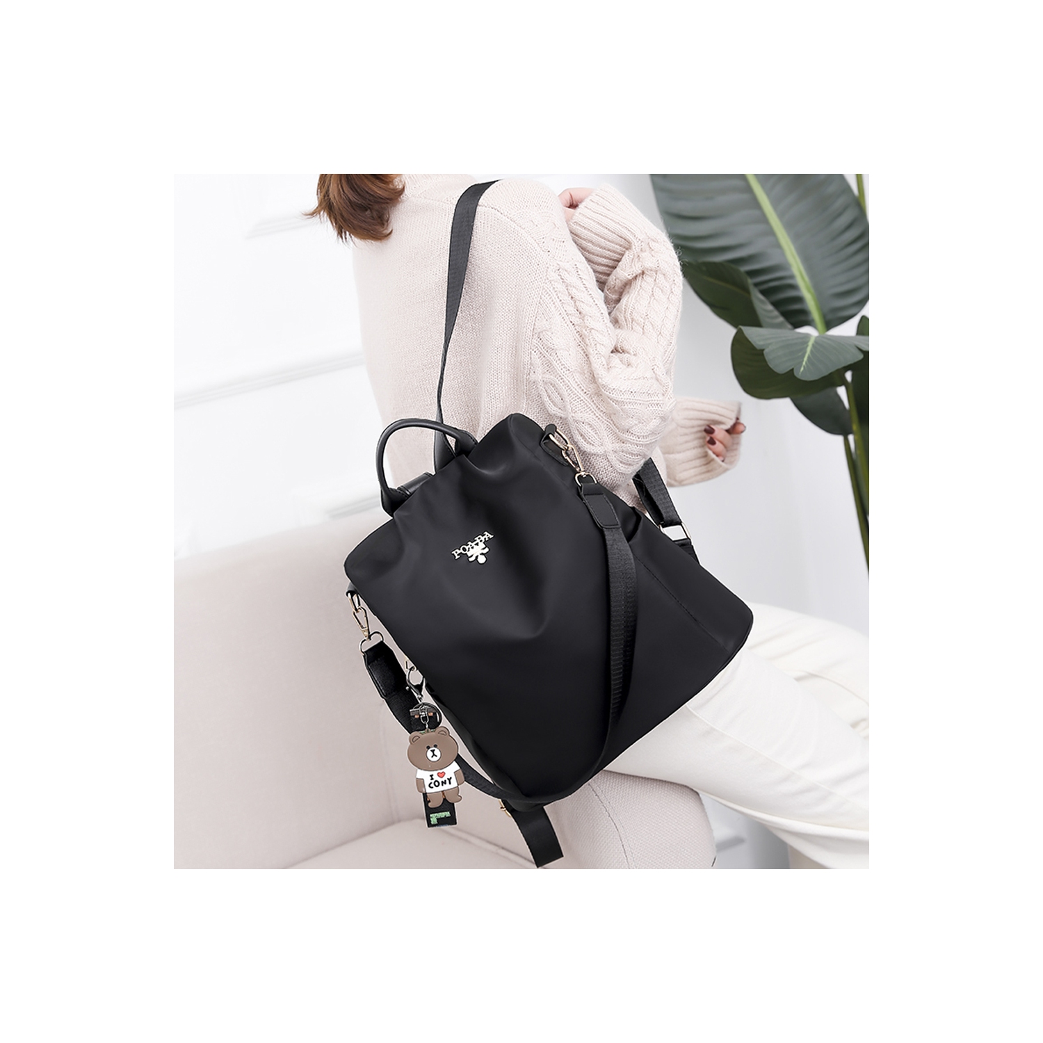 Sac à dos de jour/sac à main/sac à dos professionnel/voyage/sac anti-Theft de navor pour fille/femme - Noir