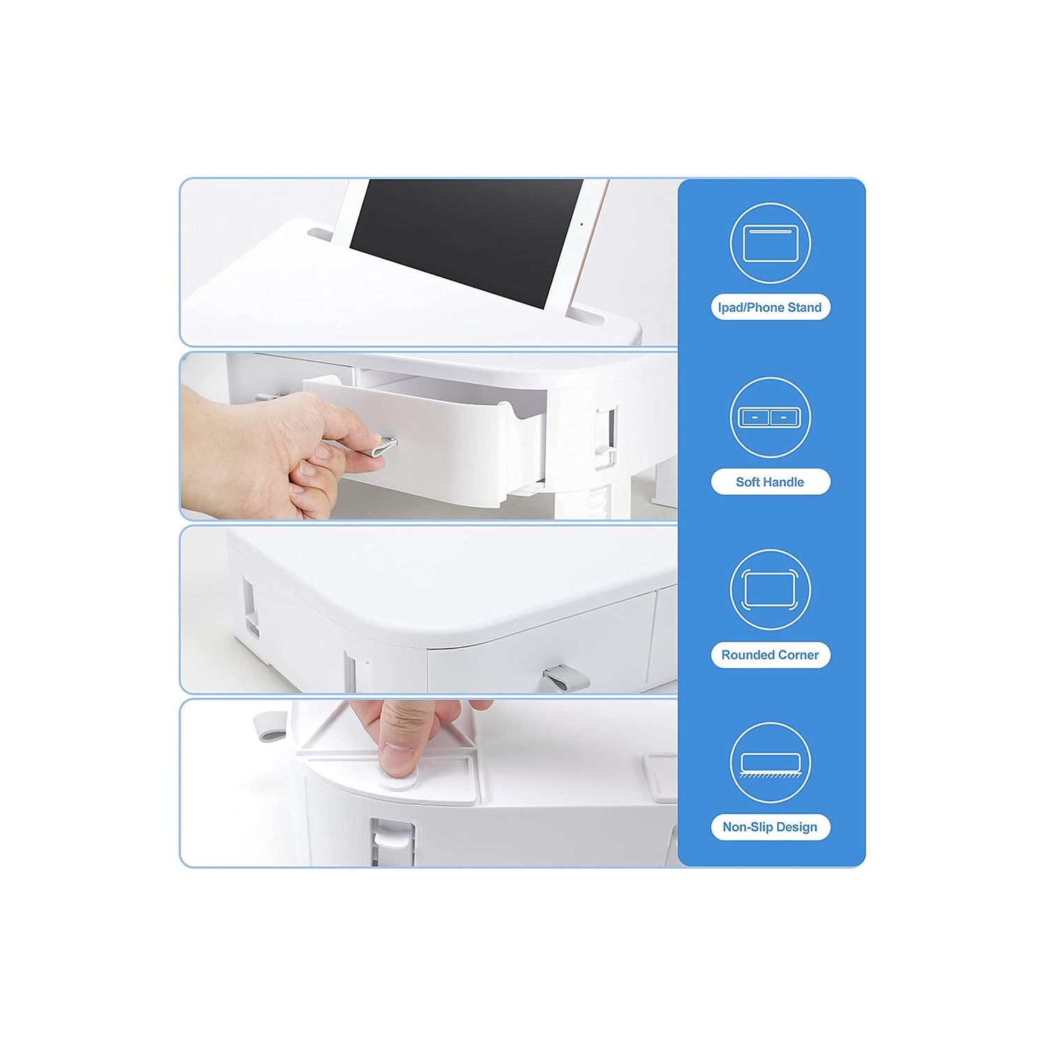 Height Adjustable Computer Monitor Stand Riser with 2 Plastic Storage Drawers,14.17 x8.66 x3.15 inches Phone Holder Laptop Stand for Desk