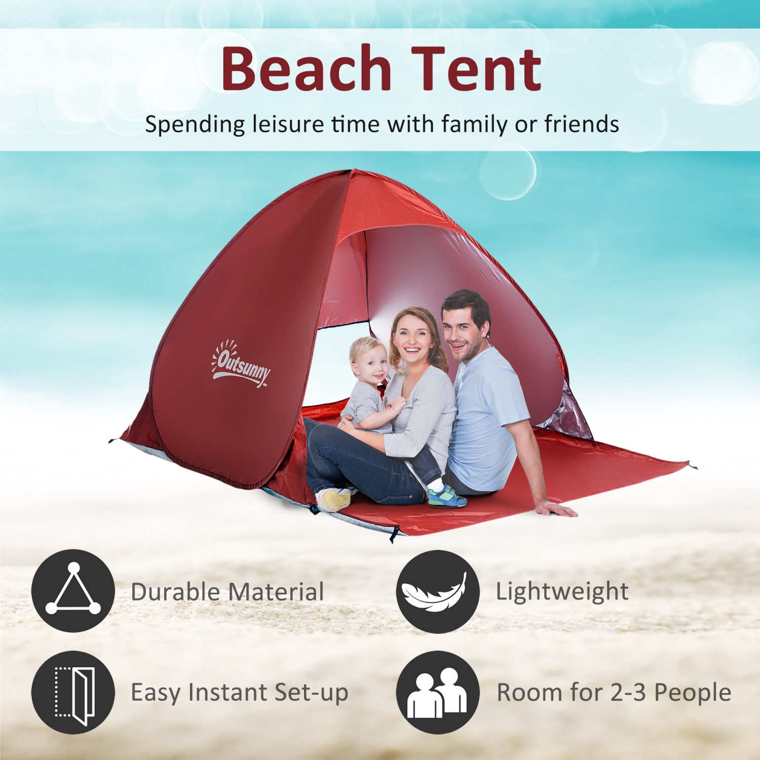 Outsunny Pliage extérieur Pop Up tente de plage pare-soleil abri Camping  auvent
