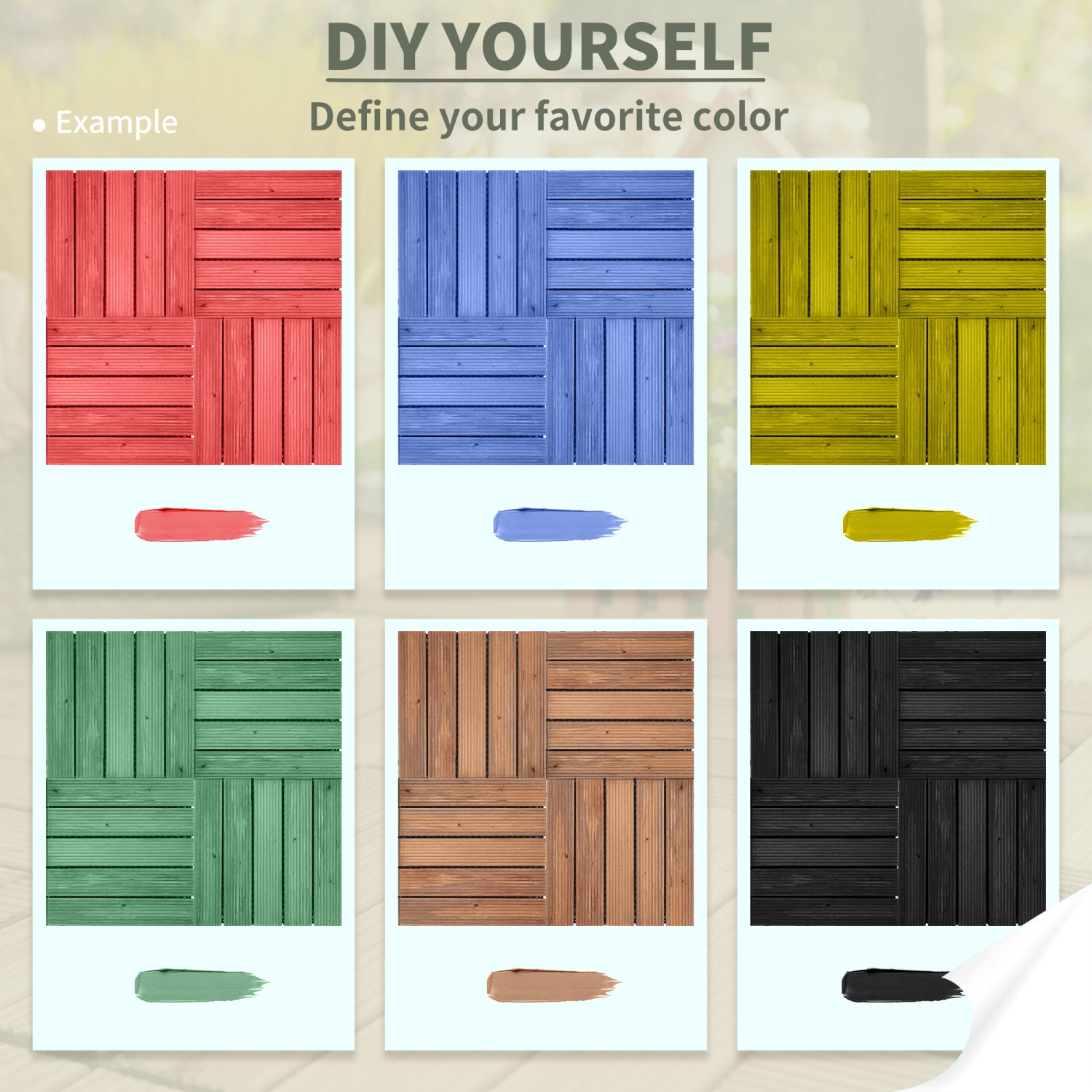 Outsunny 27 Pcs Wood Interlocking Deck Tiles, 12 x 12in Outdoor Flooring Tiles for Indoor and Outdoor Use, Tools Free Assembly, Brown