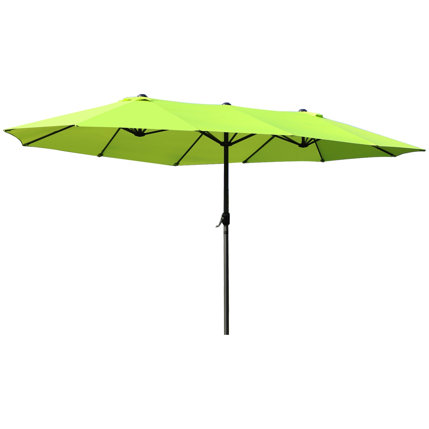 Outsunny 15ft Double-sided Patio Umbrella with Twin Canopy, Extra Large Outdoor Parasol with Crank for Pool, Deck, Market, Green