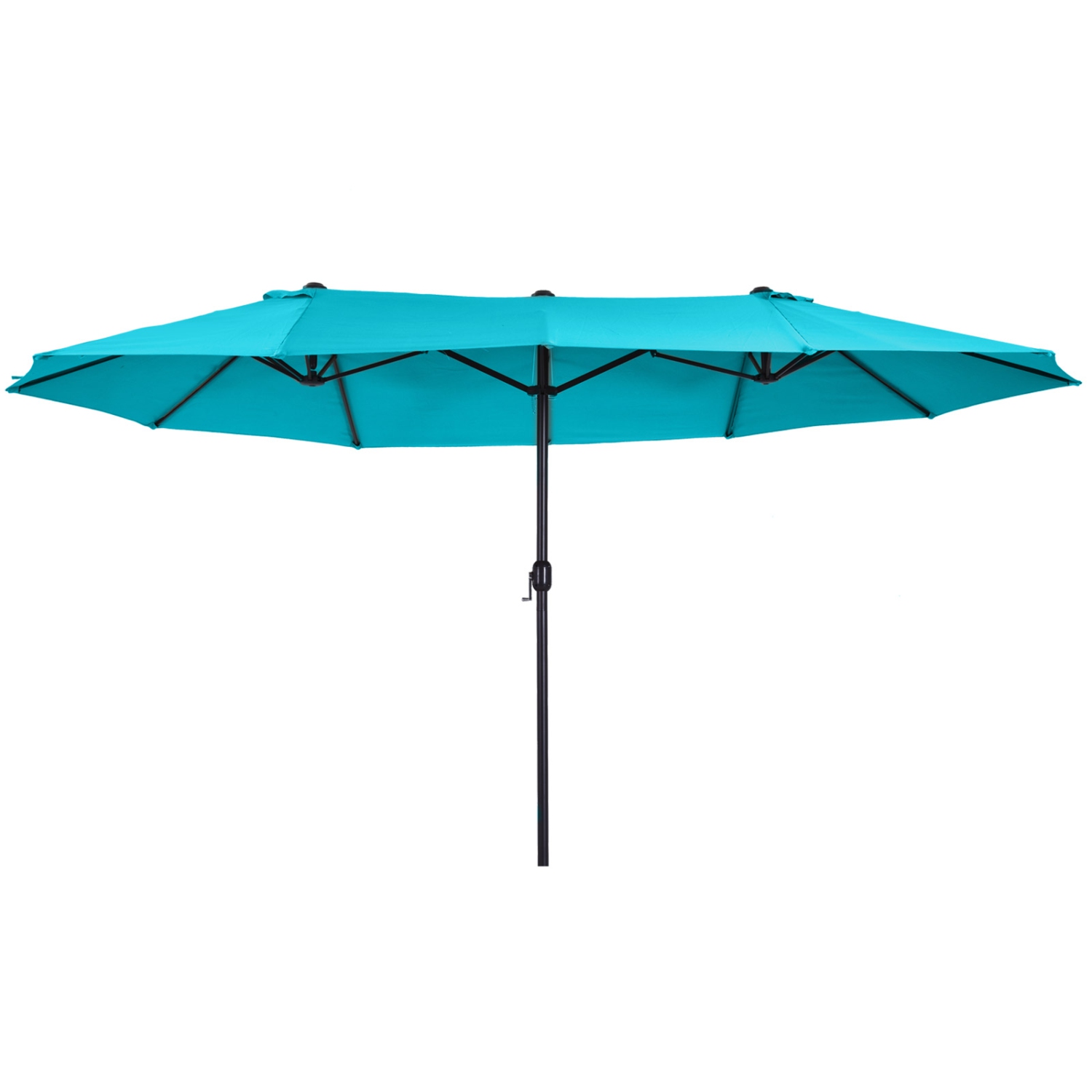 Parasol de patio de 15ft pi à deux côtés avec auvent simple Outsunny, parasol très grand avec manivelle pour la piscine, la terrasse, le marché, bleu