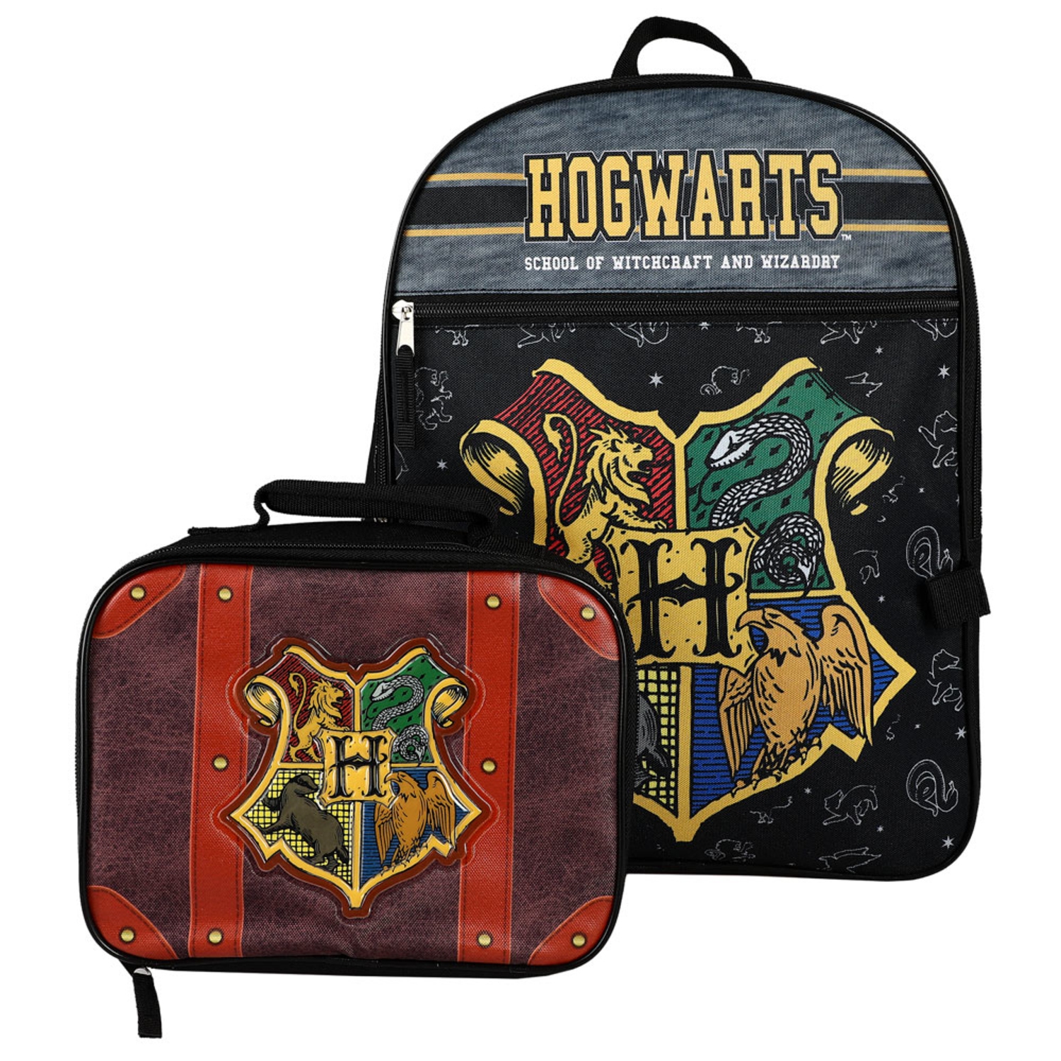 Harry Potter Hogwarts House Crest Lunch Bag 16" Backpack Set