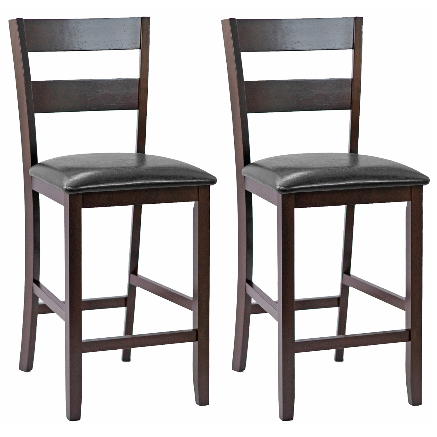 Costway – 2 tabourets de bar à hauteur de comptoir avec siège en cuir PU espresso