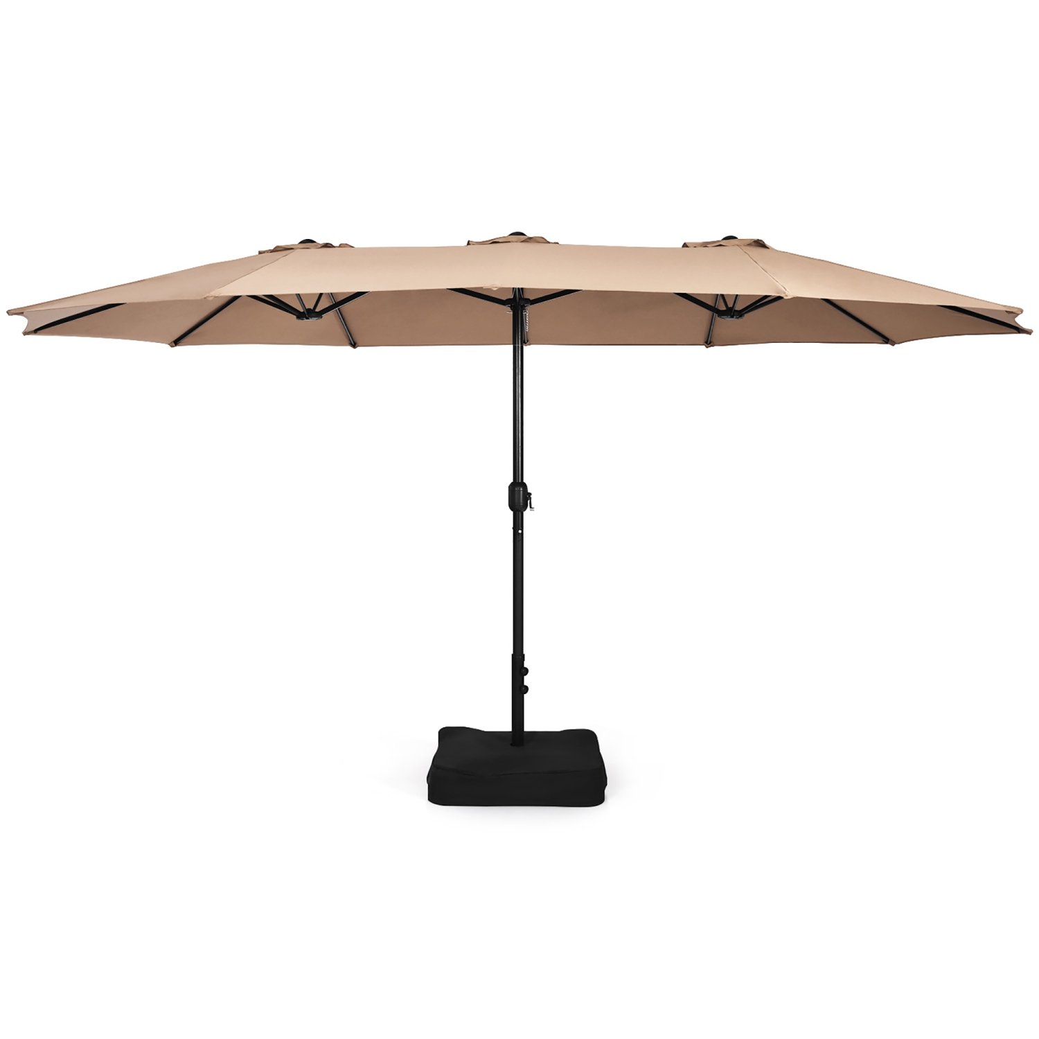 Costway 15FT Double-Sided Twin Patio Umbrella Outdoor Market W/ Crank & Base