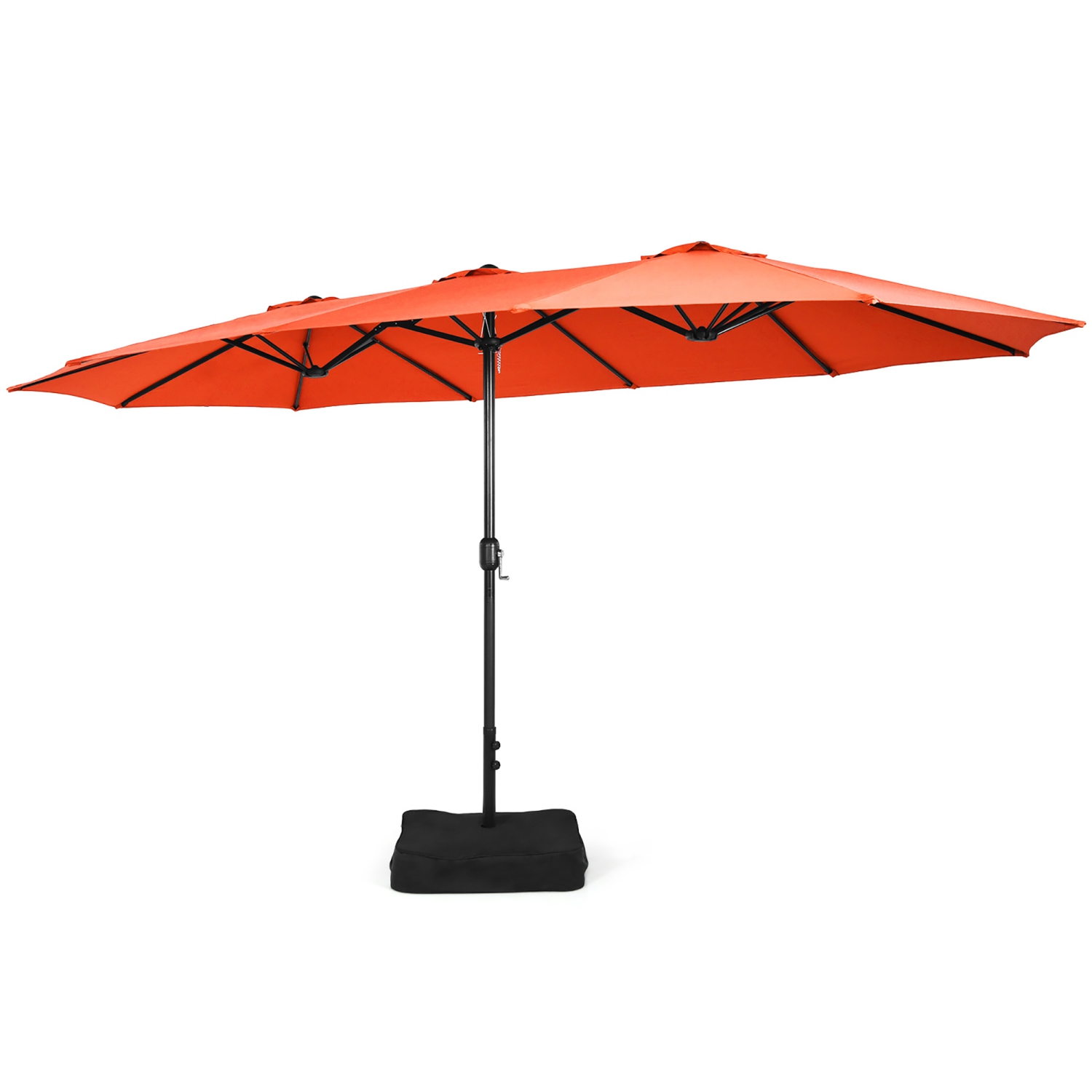 Costway 15FT Double-Sided Twin Patio Umbrella Outdoor Market W/ Crank & Base