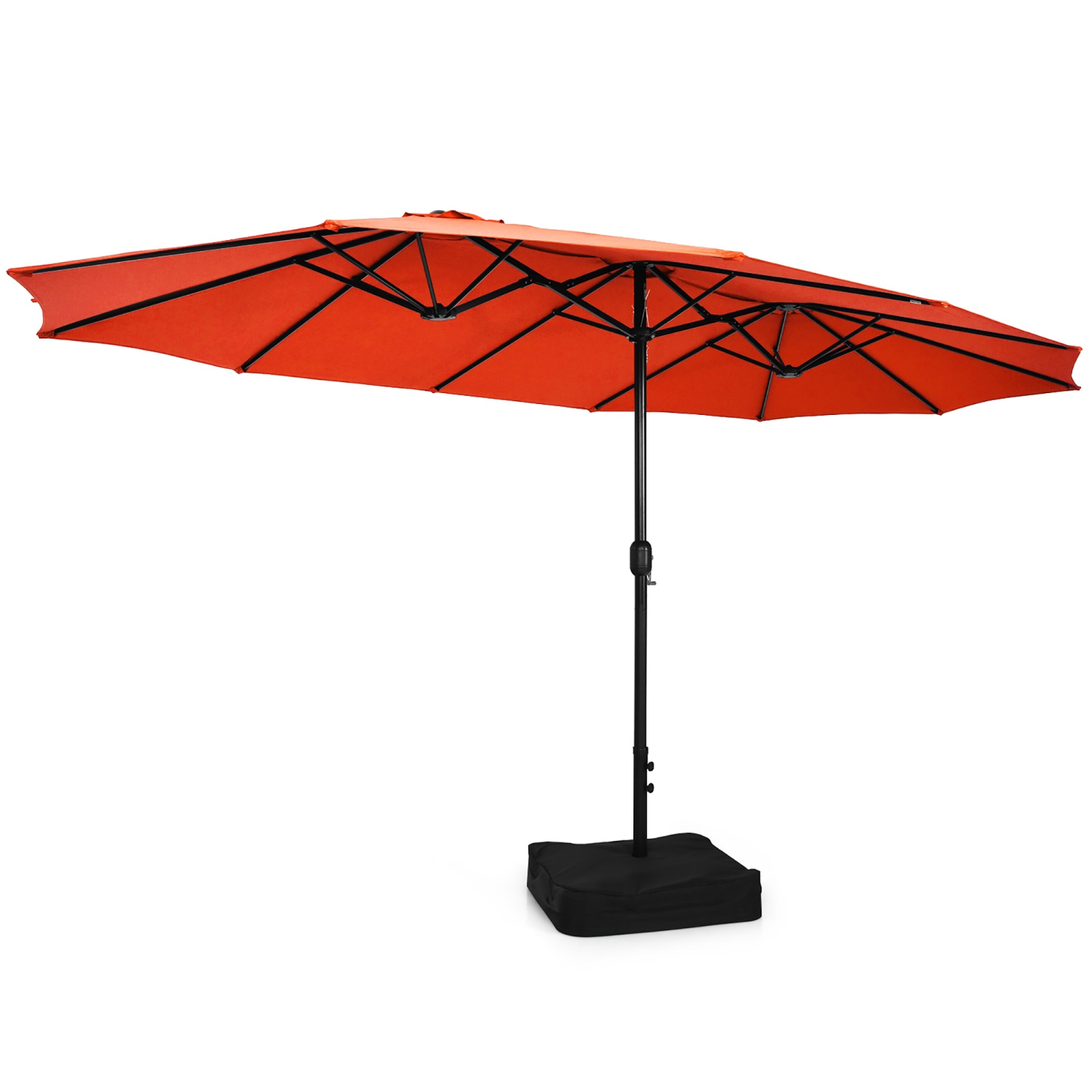 Costway 15FT Double-Sided Twin Patio Umbrella Outdoor Market W/ Crank & Base