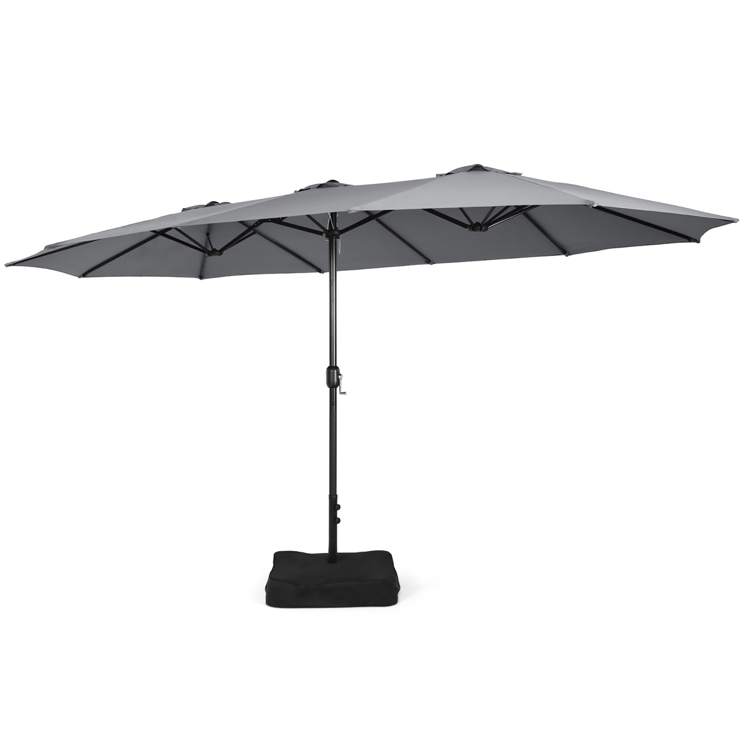 Costway 15FT Double-Sided Twin Patio Umbrella Outdoor Market W/ Crank & Base