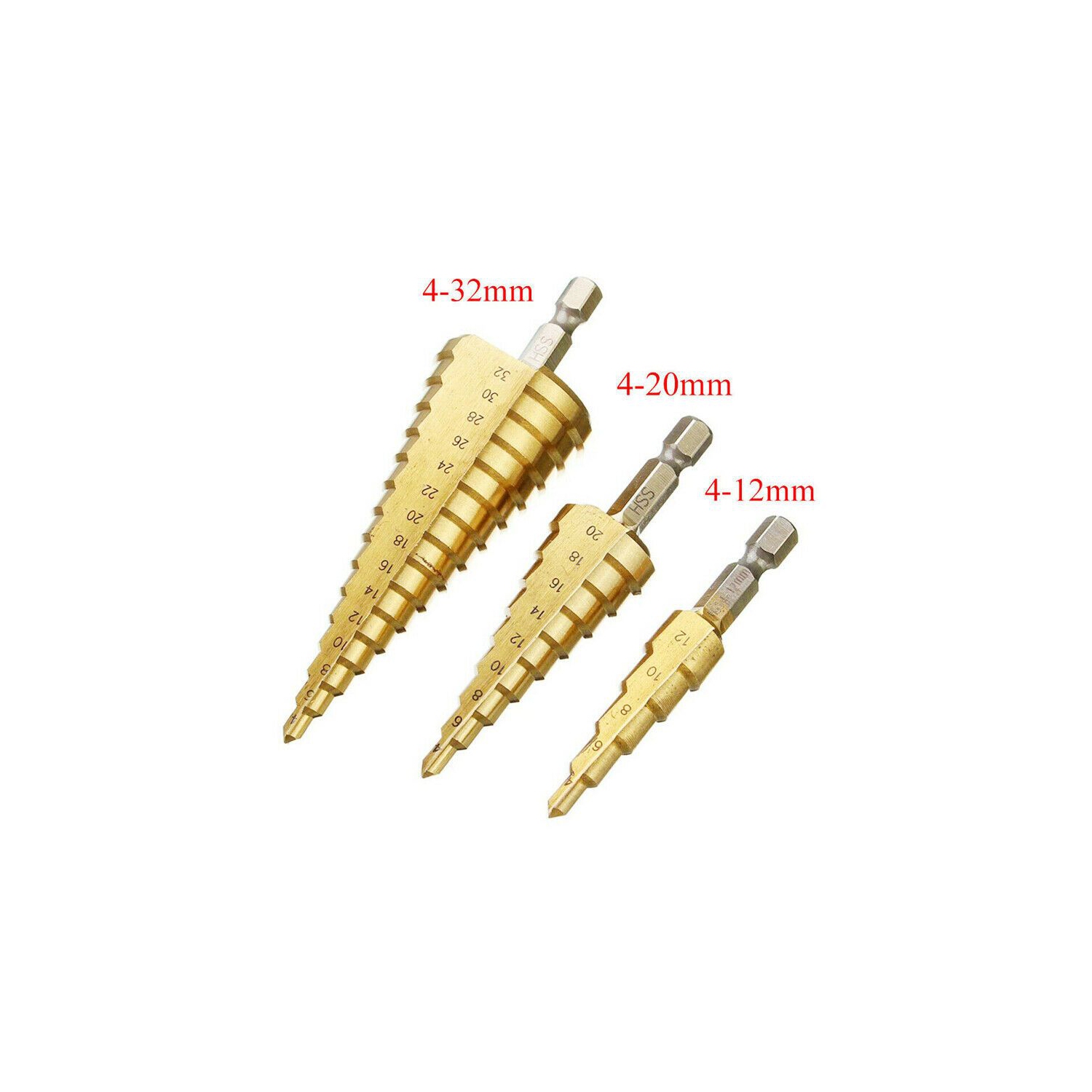 Mèche à mèche en titane haute vitesse pour perceuse à cône HSS de 3pcs mm combinée à un revêtement en titane. Plus performant et plus durable