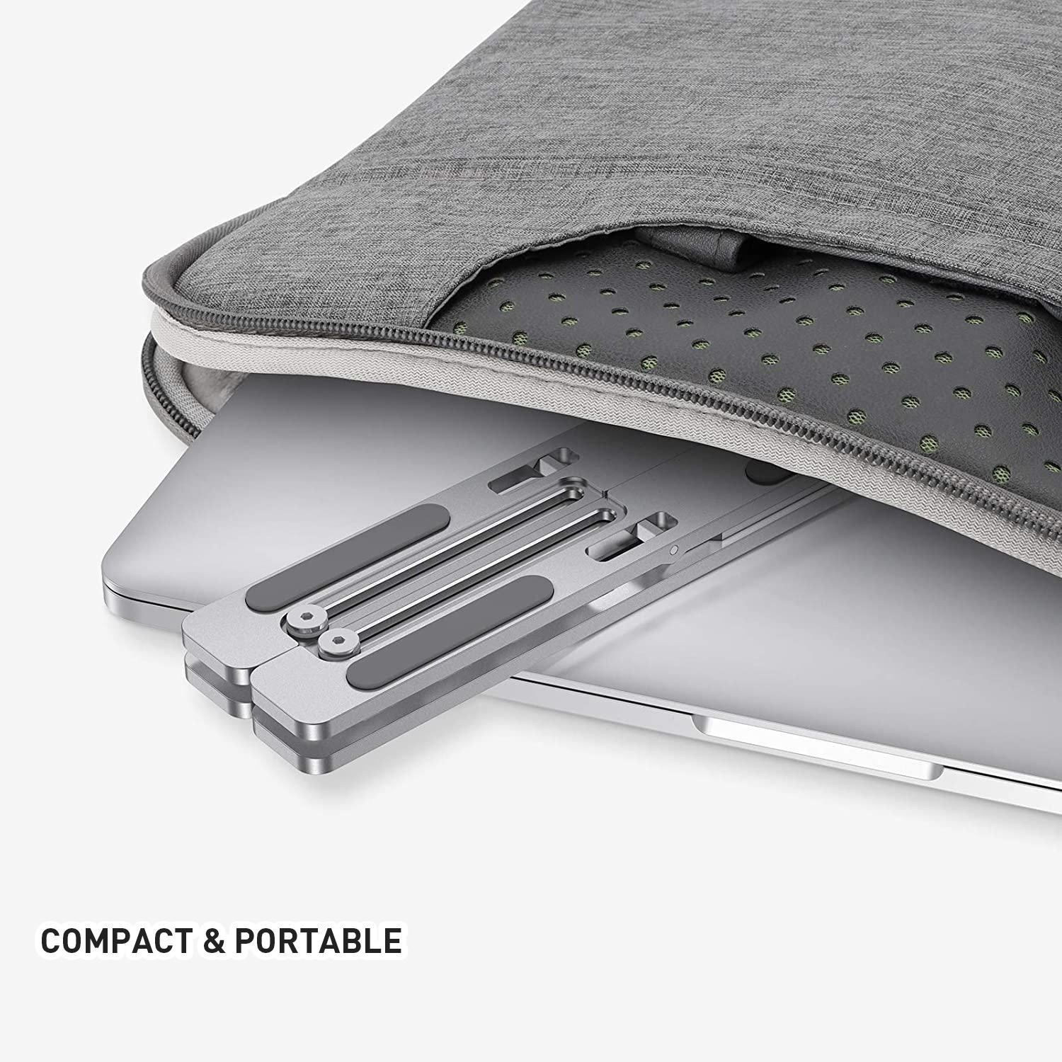 PrimeCables Foldable Aluminum Laptop Stand Portable Adjustable Riser for 12 - 17 inch Notebooks