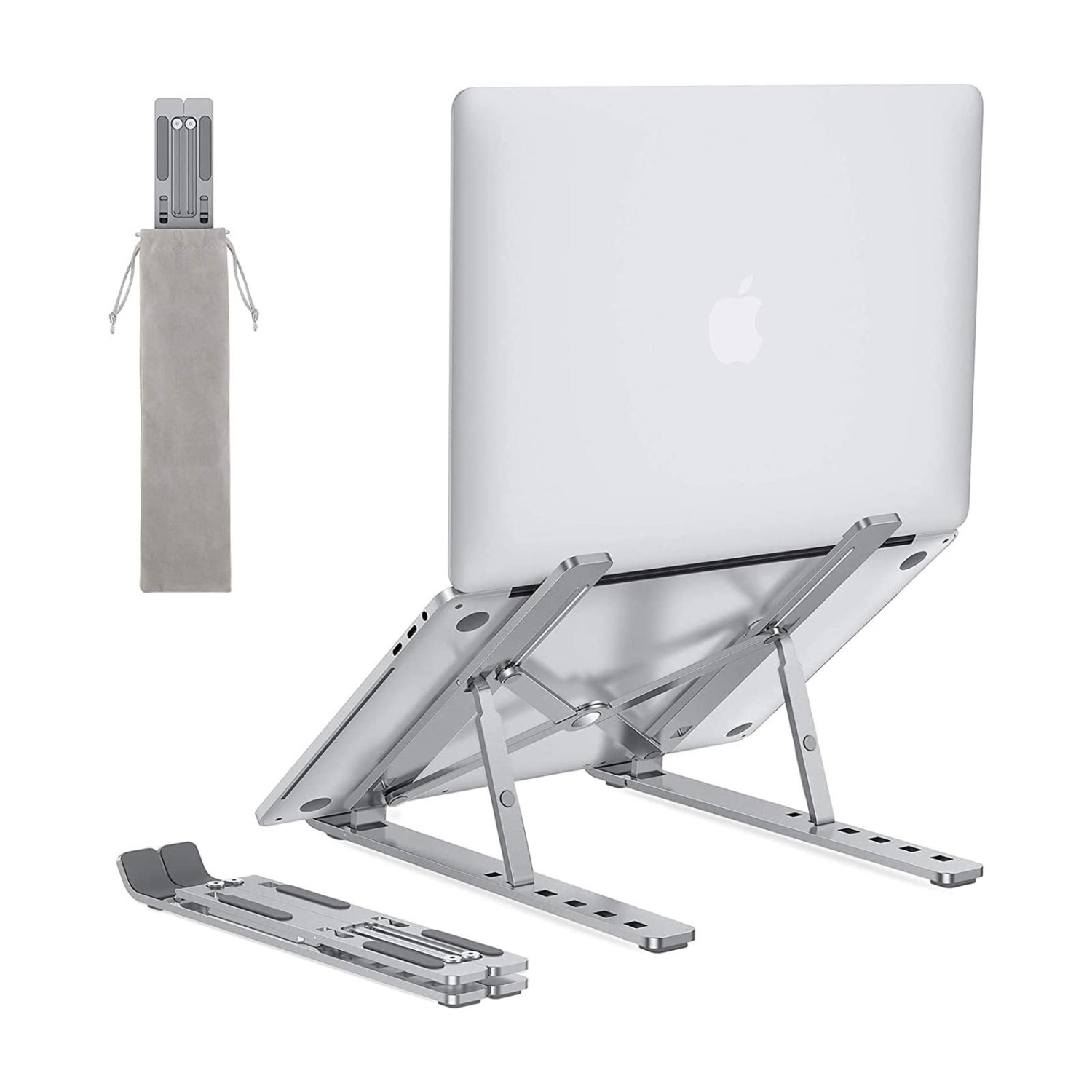 PrimeCables Foldable Aluminum Laptop Stand Portable Adjustable Riser for 12 - 17 inch Notebooks