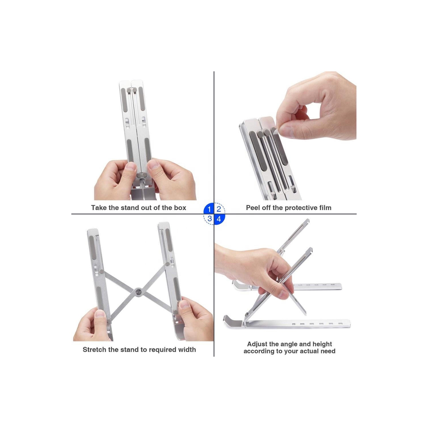 PrimeCables Foldable Aluminum Laptop Stand Portable Adjustable Riser for 12 - 17 inch Notebooks