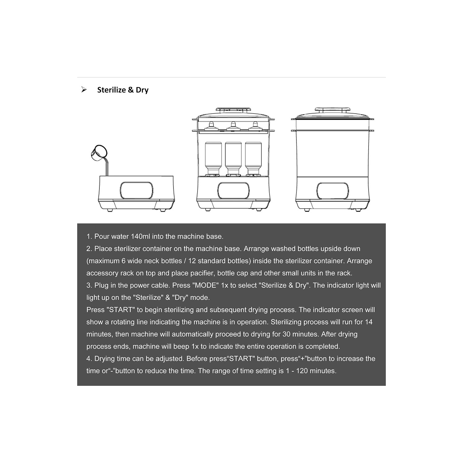 3 In 1 Electric Baby Bottle Sterilizer and Dryer, Baby Feeding Bottle Warmer, Multifunctional Baby Steam Bottle Sanitizer, BPA-Free