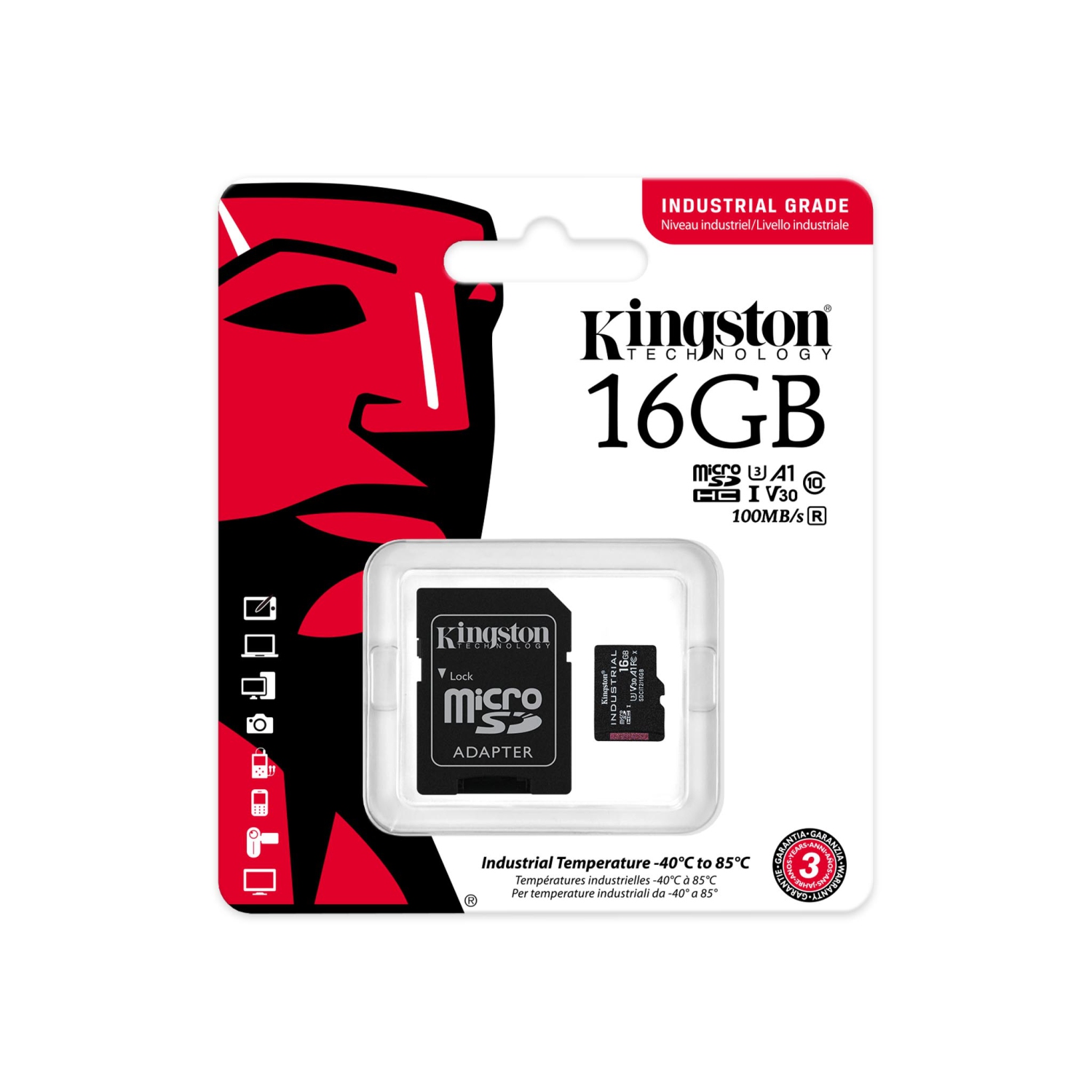 Kingston Industrial 16GB 80MB/s microSDHC/SDXC Memory Card with Adapter -