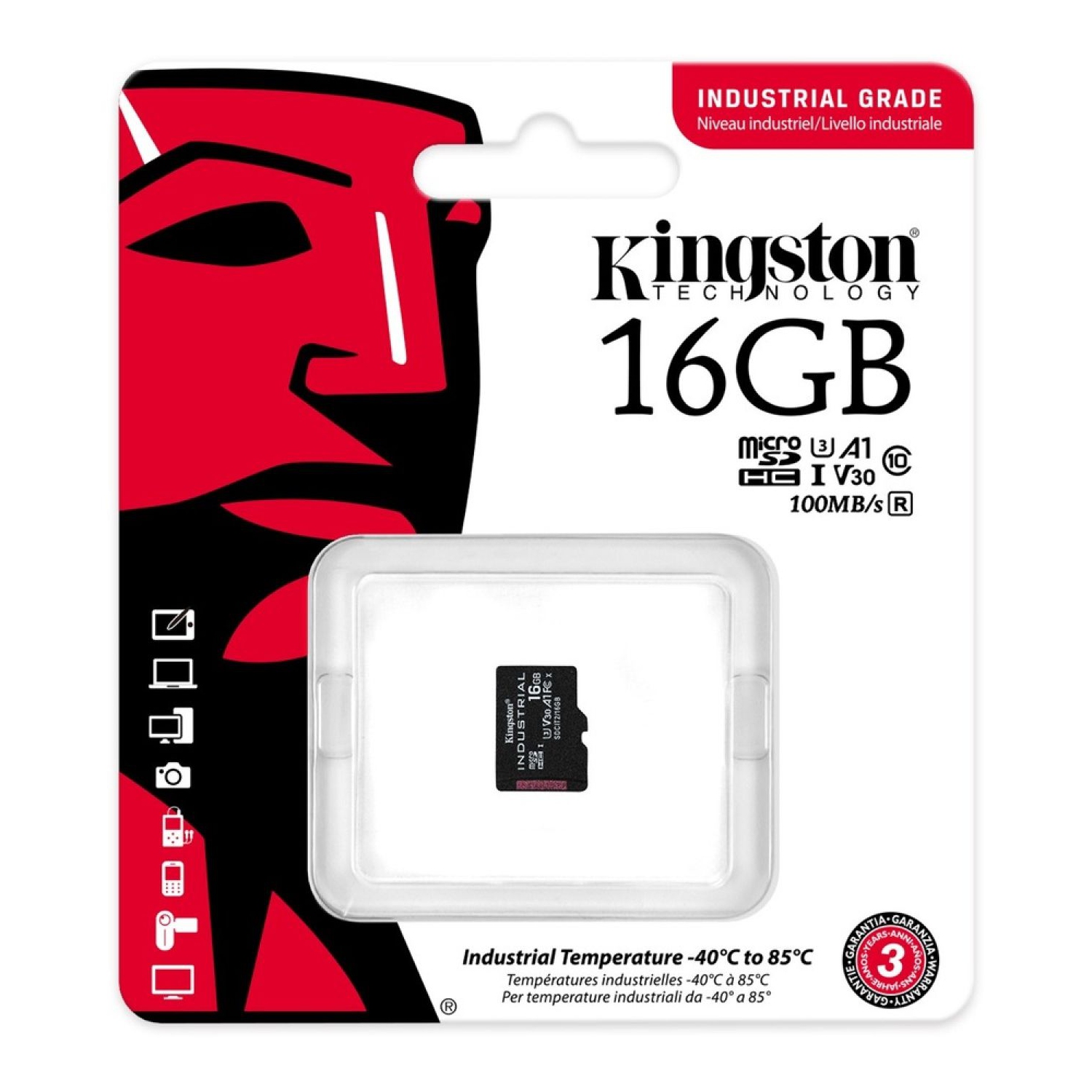 Kingston Industrial 16GB 80MB/s microSDHC/SDXC Memory Card with Adapter -