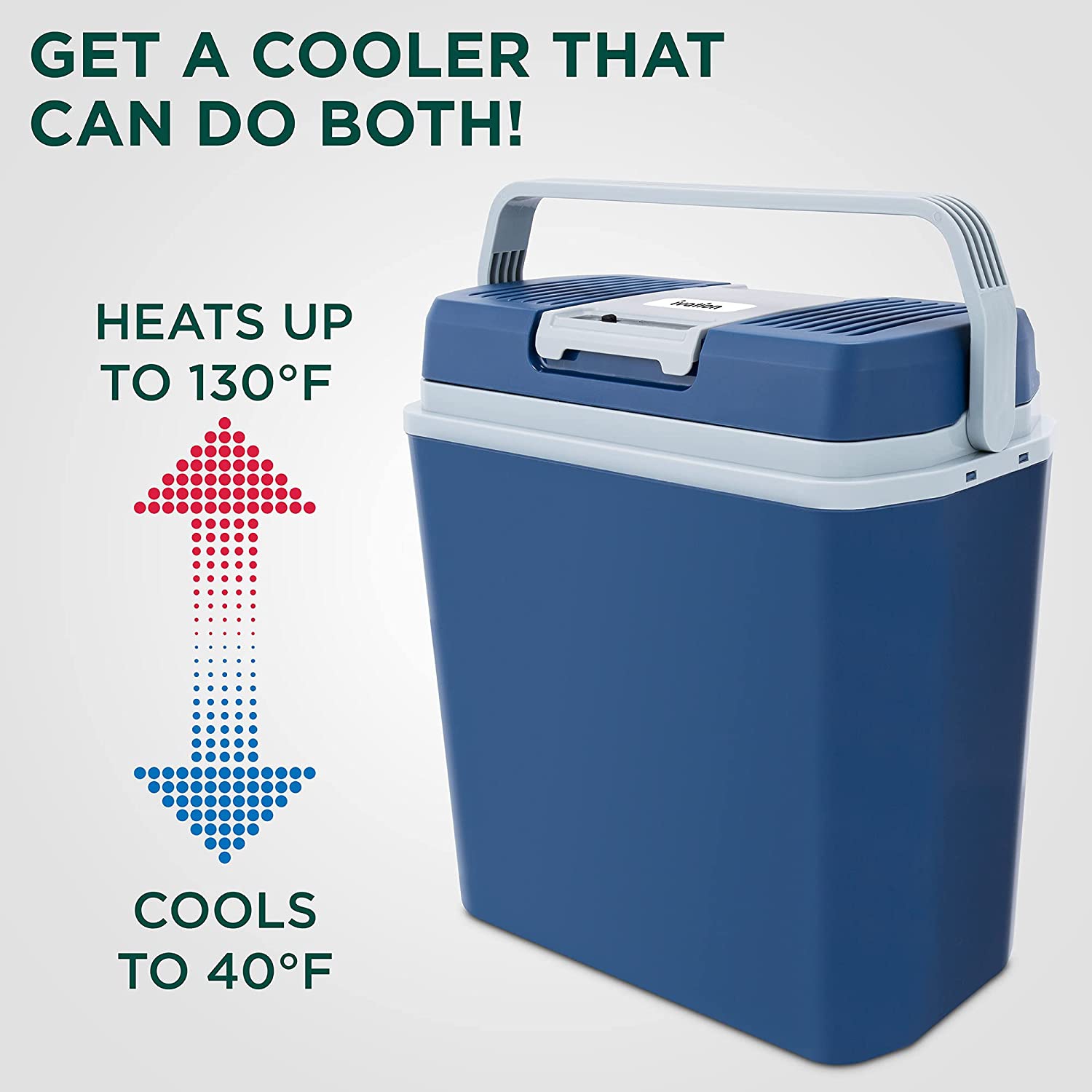 Ivation Electric Cooler & Warmer with Handle | 24 L Portable Thermoelectric Fridge for Vehicles & Trucks| 110V AC Home Power Cord & 12V Car Adapter