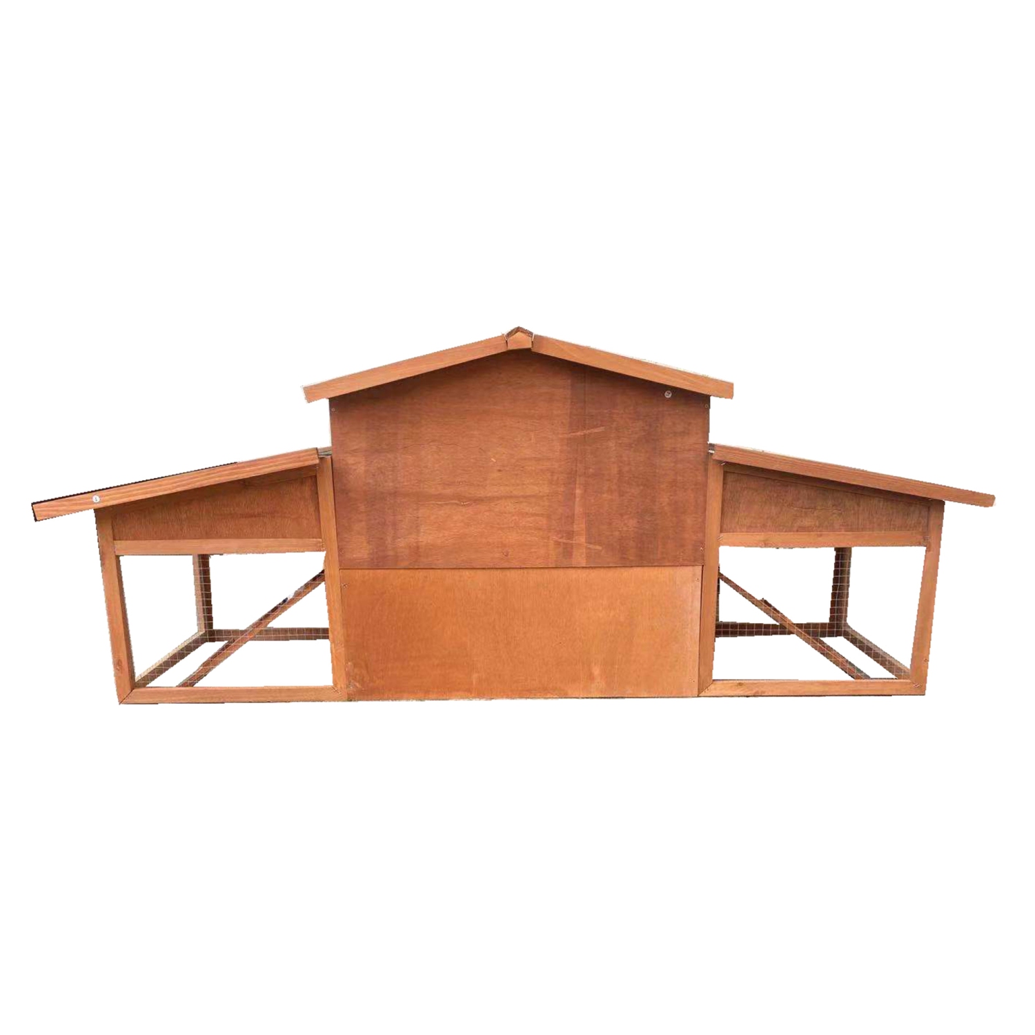 Wooden Chicken Coop with Dual Ramp, Run Cage, and 2 Nesting Boxes - 5.9 x 2 x 2.4 Feet