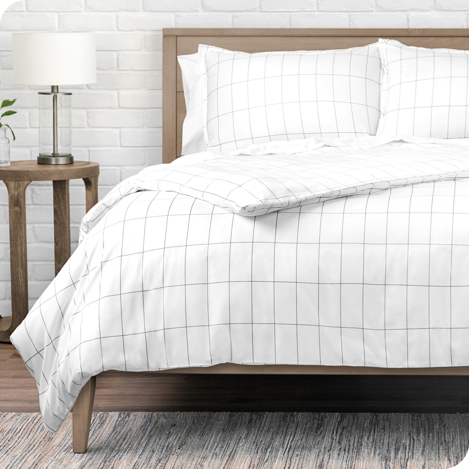 Bare Home Duvet Cover and Sham Set - Premium 1800 Ultra-Soft Brushed Microfiber - Hypoallergenic, Easy Care, Wrinkle Resistant - King/Cal King, Grid