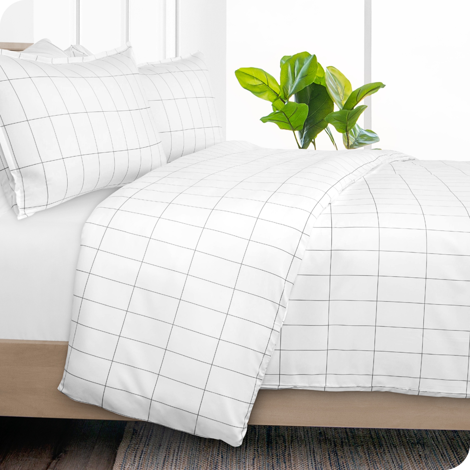 Bare Home Duvet Cover and Sham Set - Premium 1800 Ultra-Soft Brushed Microfiber - Hypoallergenic, Easy Care, Wrinkle Resistant - King/Cal King, Grid