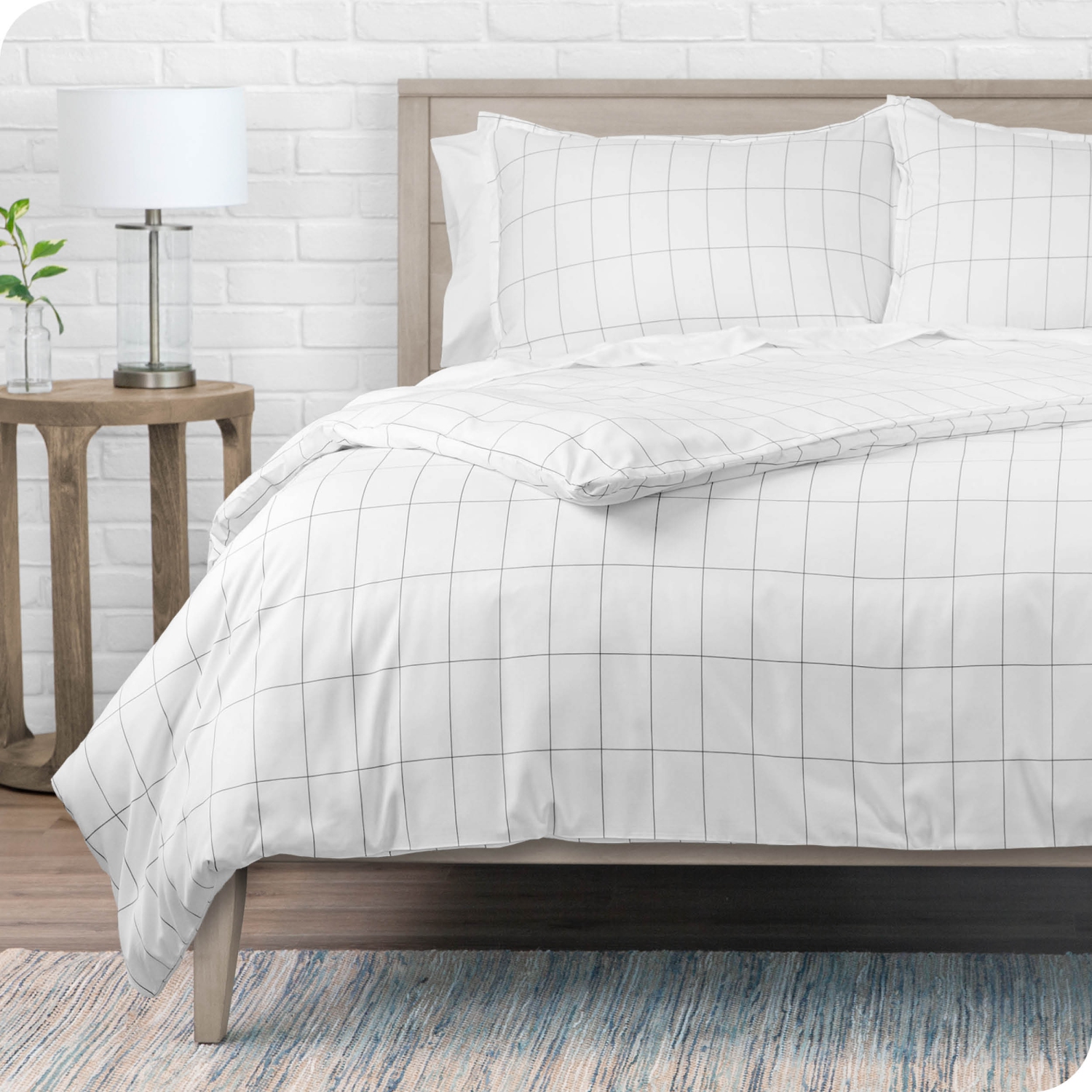 Bare Home Duvet Cover and Sham Set - Premium 1800 Ultra-Soft Brushed Microfiber - Hypoallergenic, Easy Care, Wrinkle Resistant - Queen, Grid –