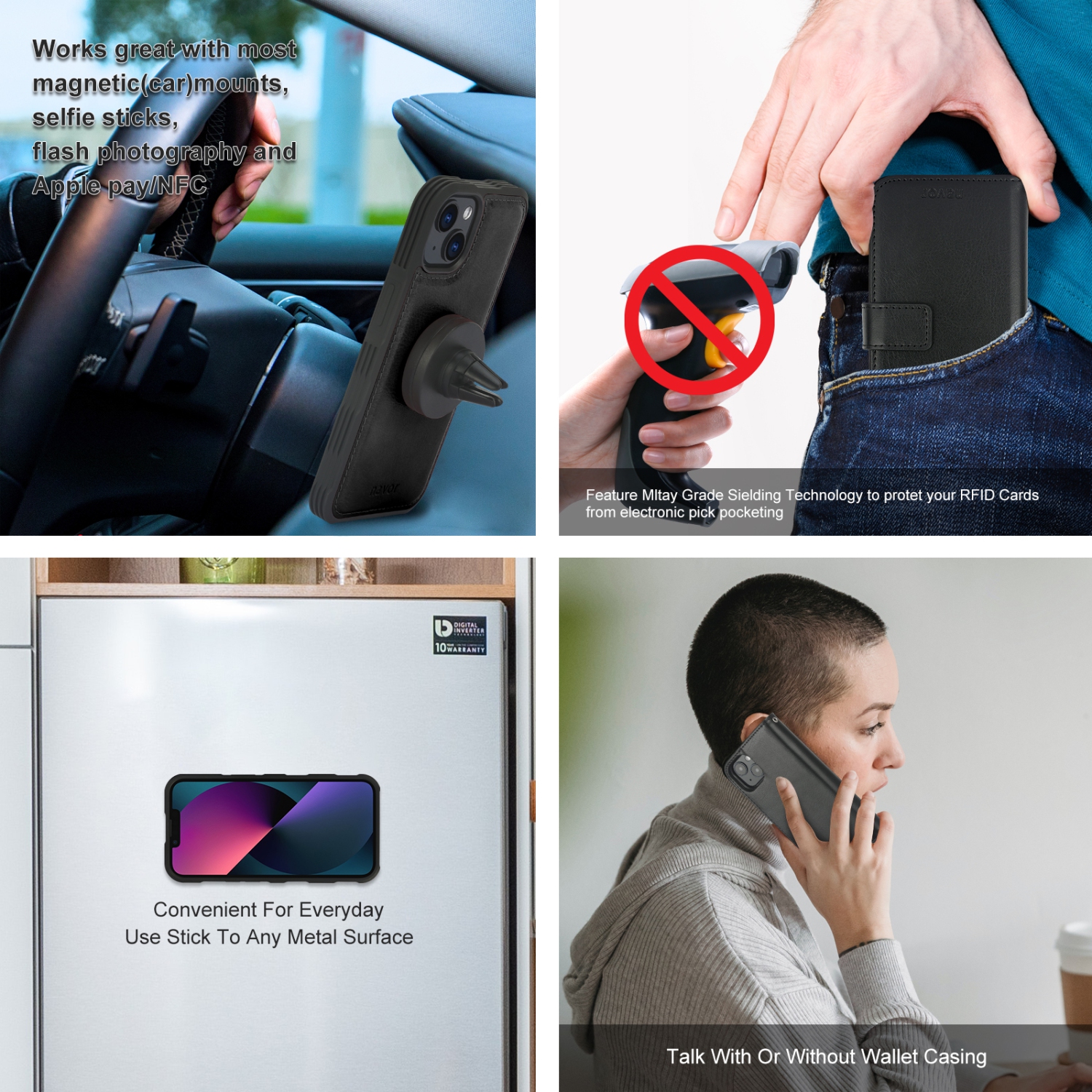 navor Detachable Magnetic Wallet Case with Wrist Strap Compatible with iPhone 13 [6.1 inch] [Folio], RFID Protection Kickstand -Maroon