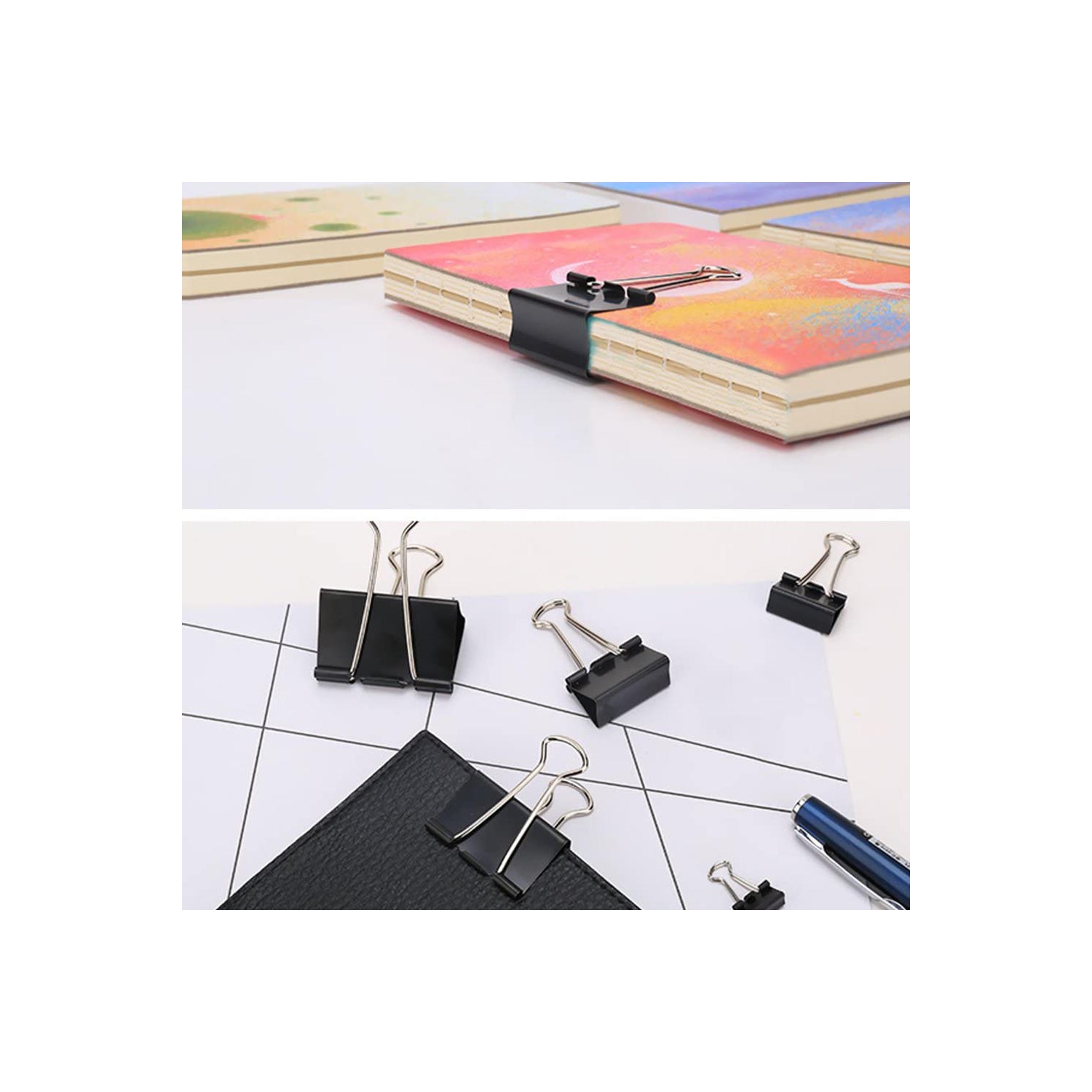 224pcs / Box Ensemble de papeterie 3-en-1 de punaises, trombones et trombones, comprend 90 punaises, 14 trombones, 120 trombones