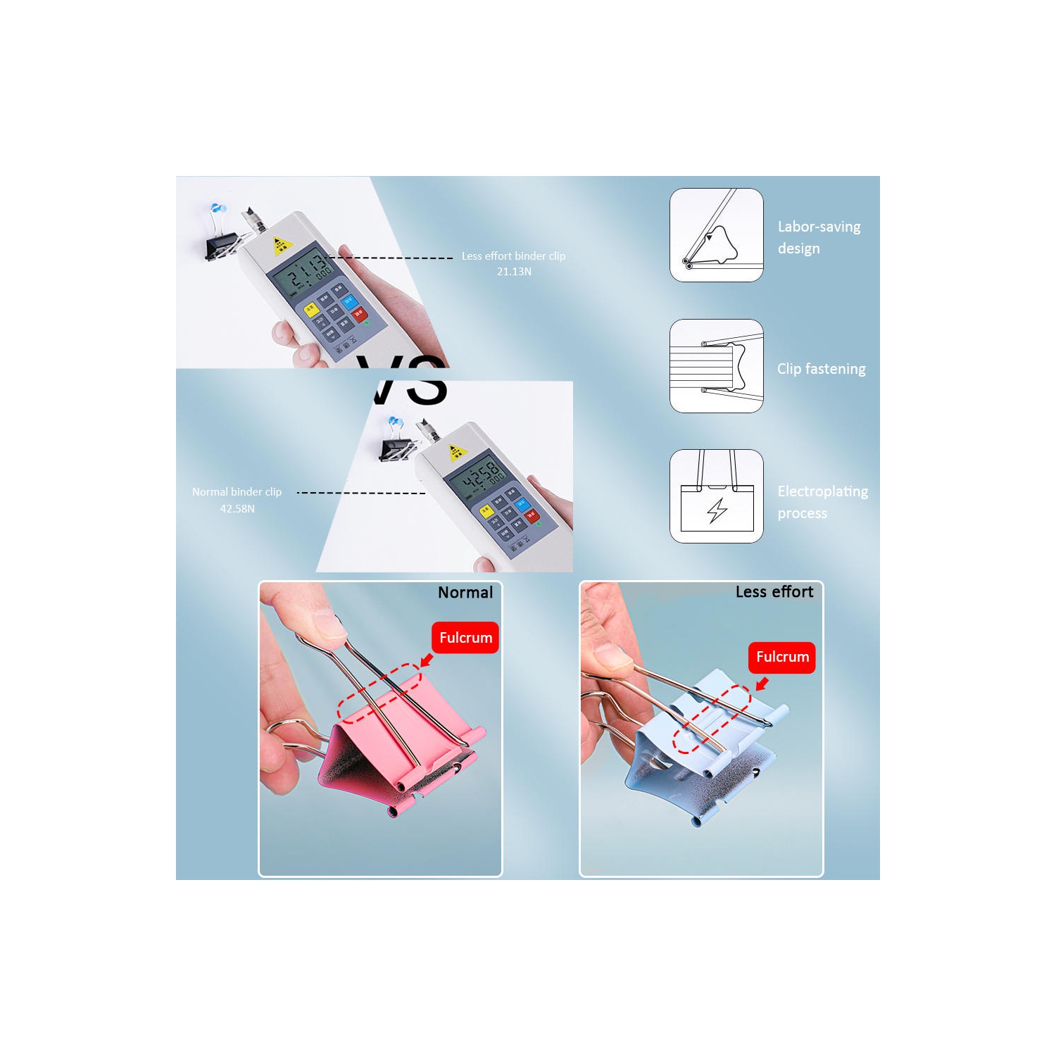 70 pcs/boîte de pinces à reliure réutilisables, taille mixte de 3/4", 1", 1-1/4", comprend 40 pièces de 3/4", 20 pièces de 1" et 10 pièces de 1-1/4"