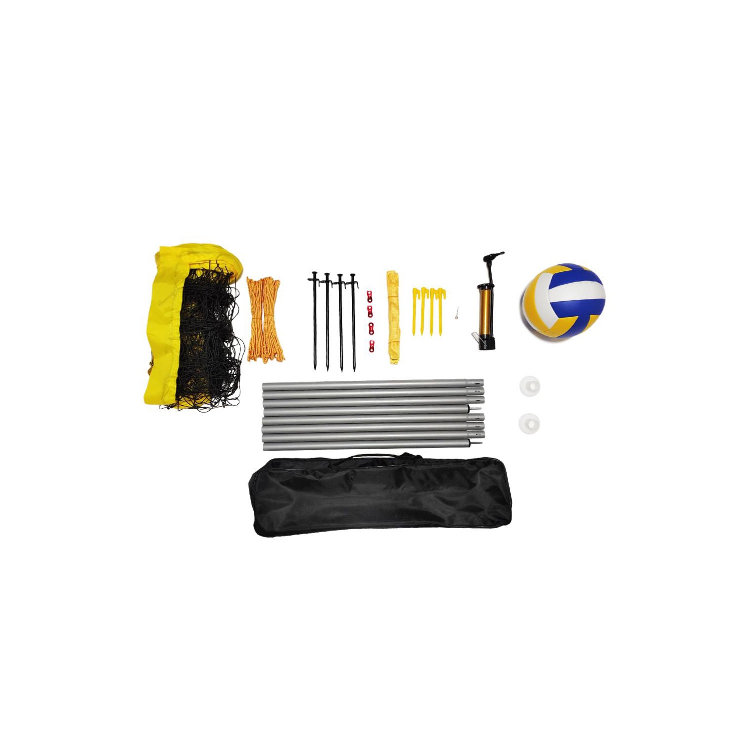 Ensemble de filet de volleyball/badminton professionnel avec poteaux en aluminium et en fer taille réglementaire. Facile à installer