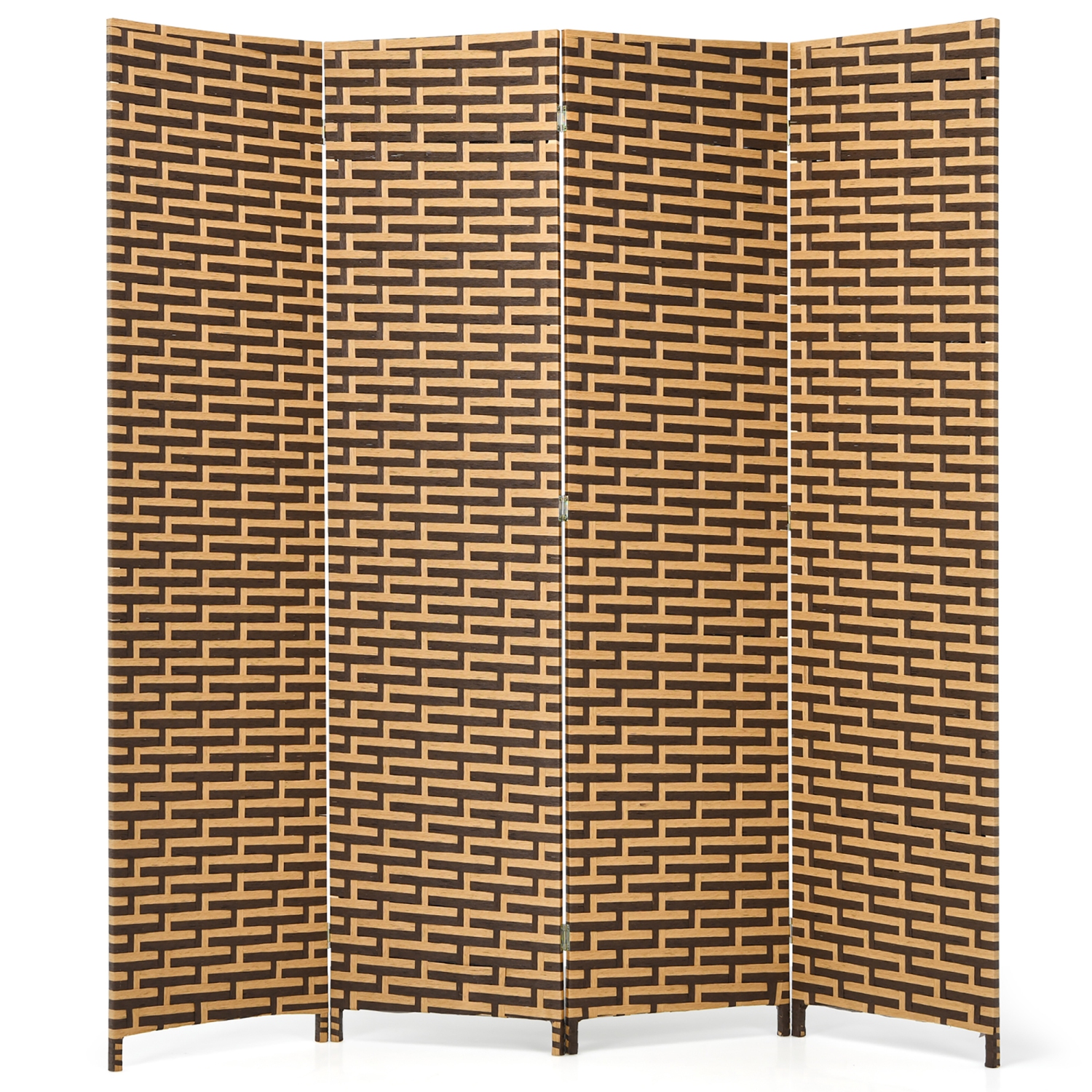 Costway 4 Panel Folding Room Divider Weave Fiber Privacy Partition Screen 6FT Tall