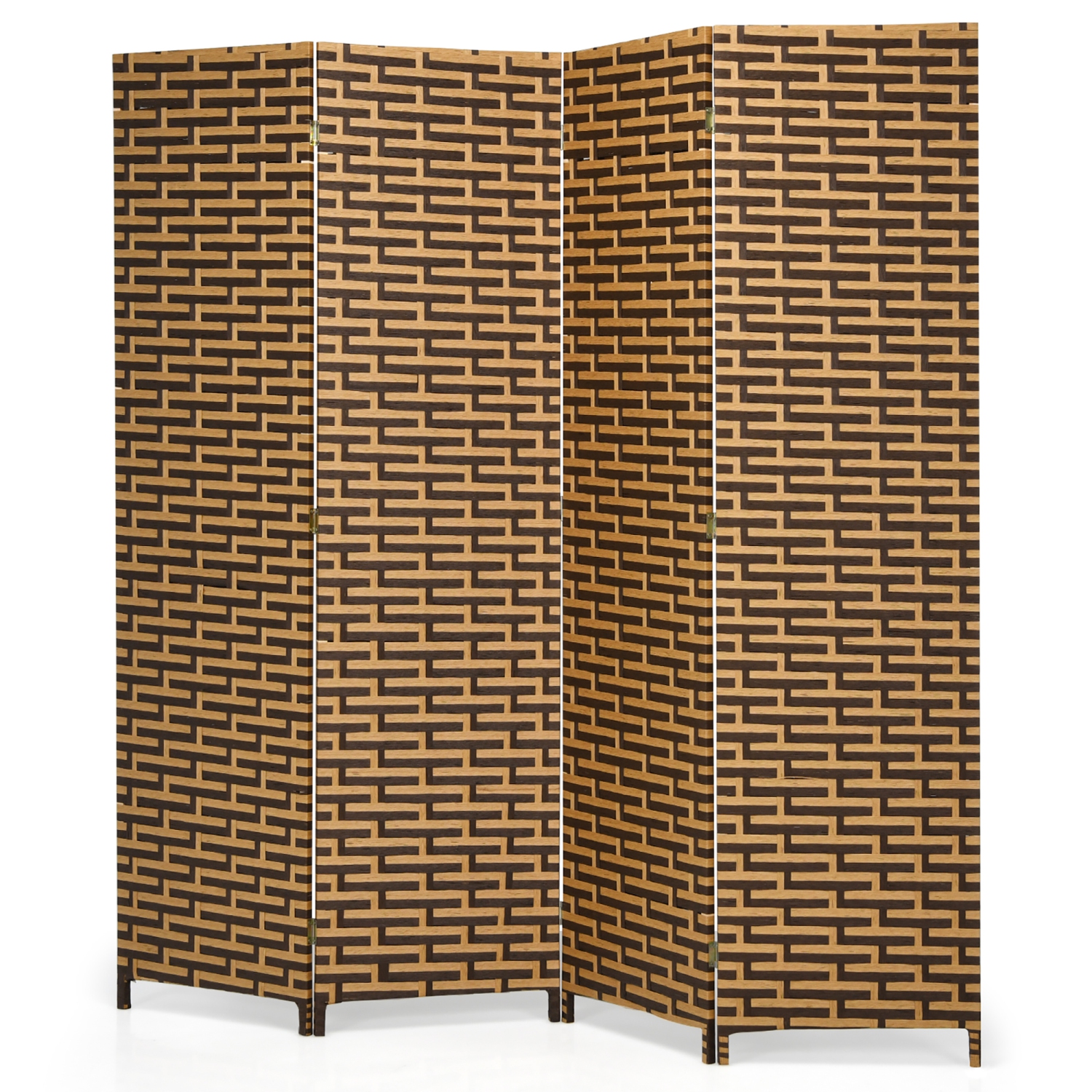Costway 4 Panel Folding Room Divider Weave Fiber Privacy Partition Screen 6FT Tall